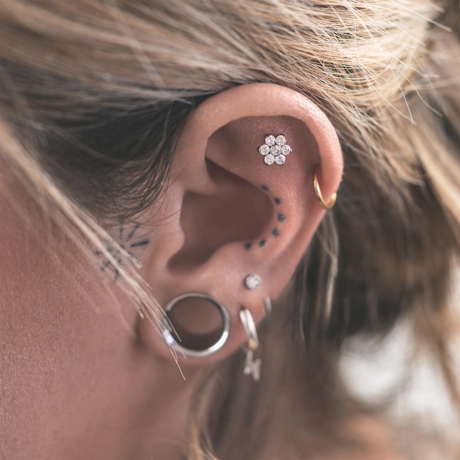 Threaded and threadless ear jewellery