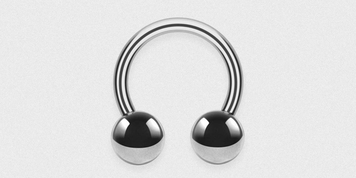 Intimate piercing jewellery - titanium circular barbell with balls