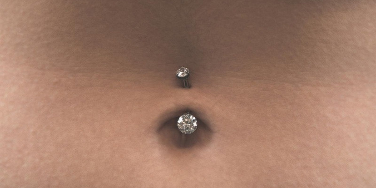 Belly button piercing jewellery - double jewelled titanium belly bar
