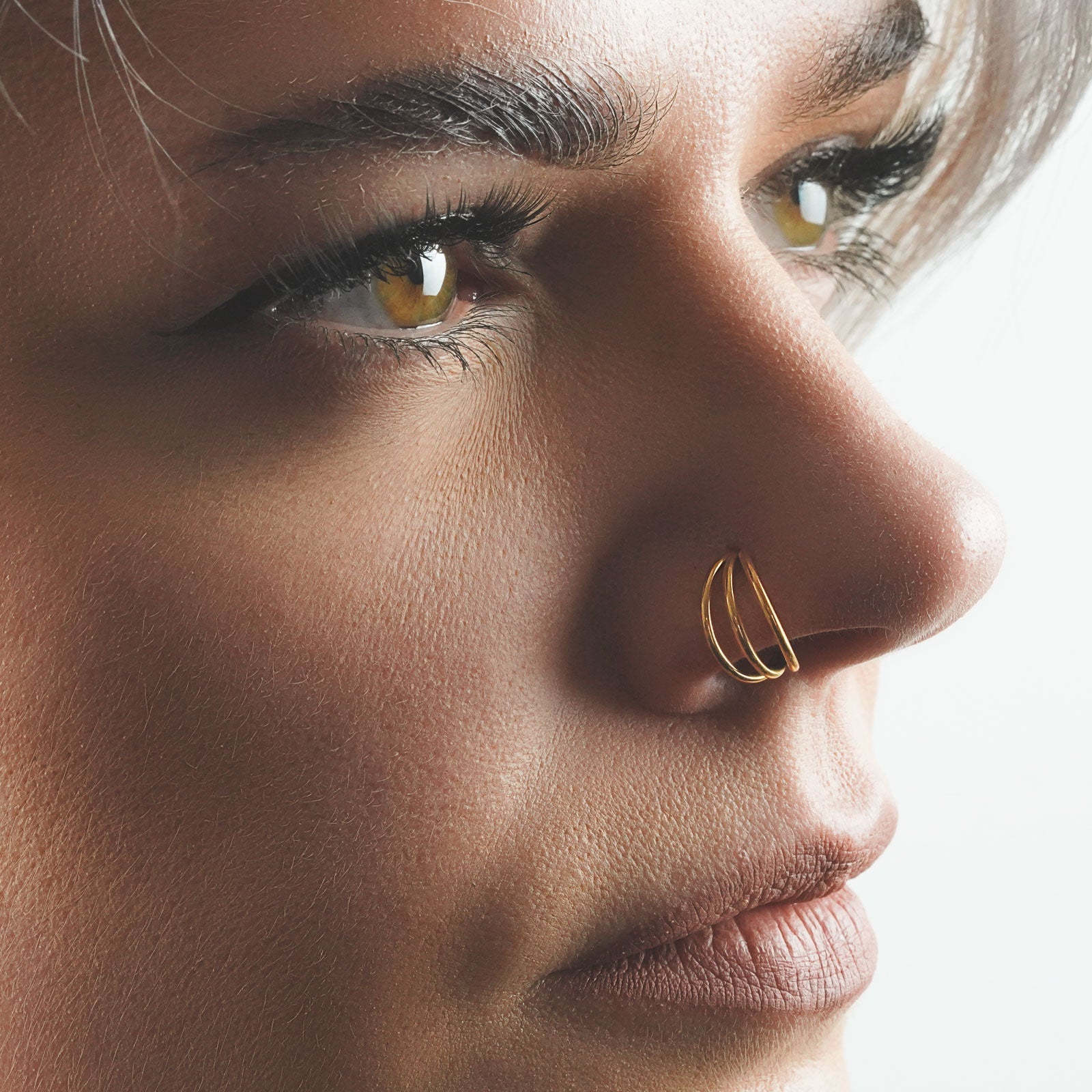triple hoop nose ring
