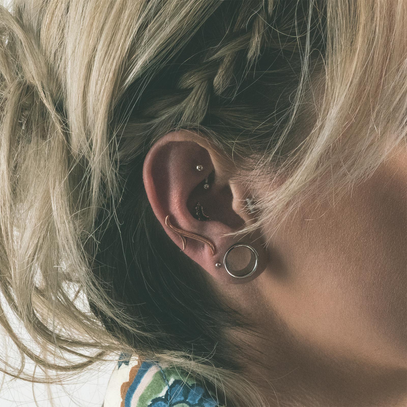 Antler Copper & Silver Ear Climber Model Shot