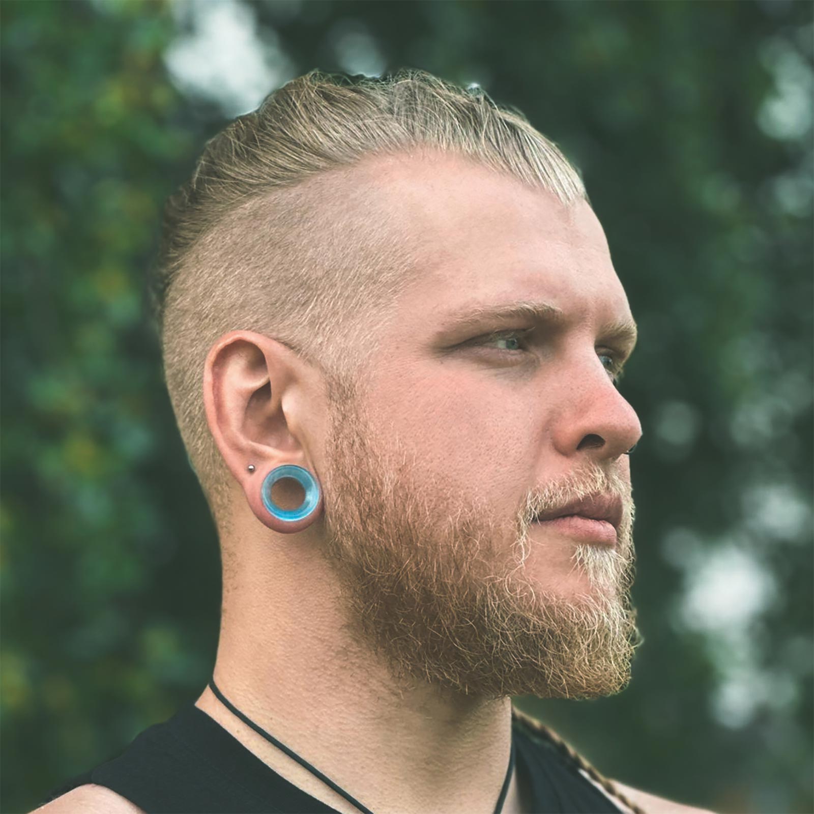 Aqua Cat's Eye Glass Double Flare Concave Tunnel Model Shot