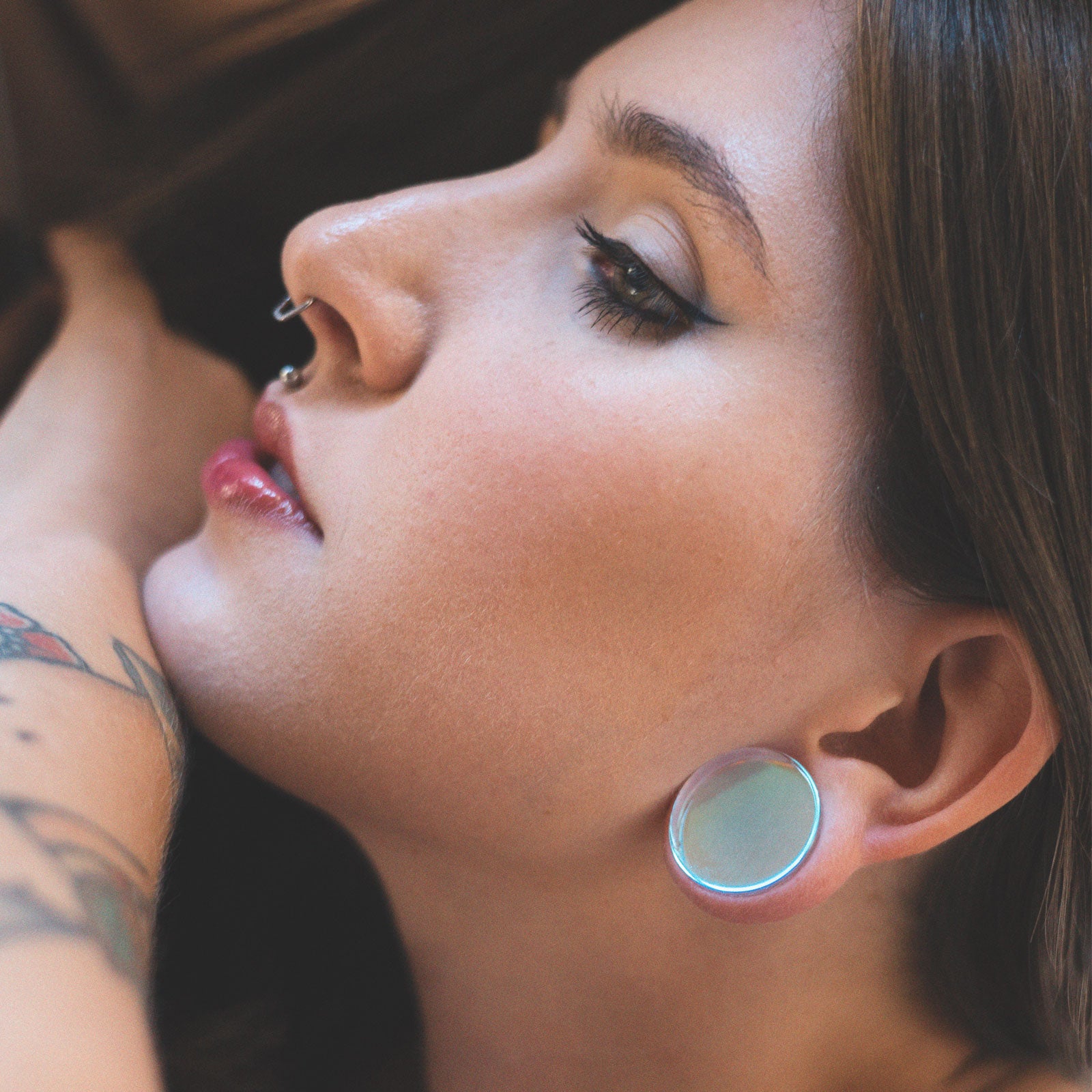 Aurora Glass Double Flare Plug Model Shot Close Up