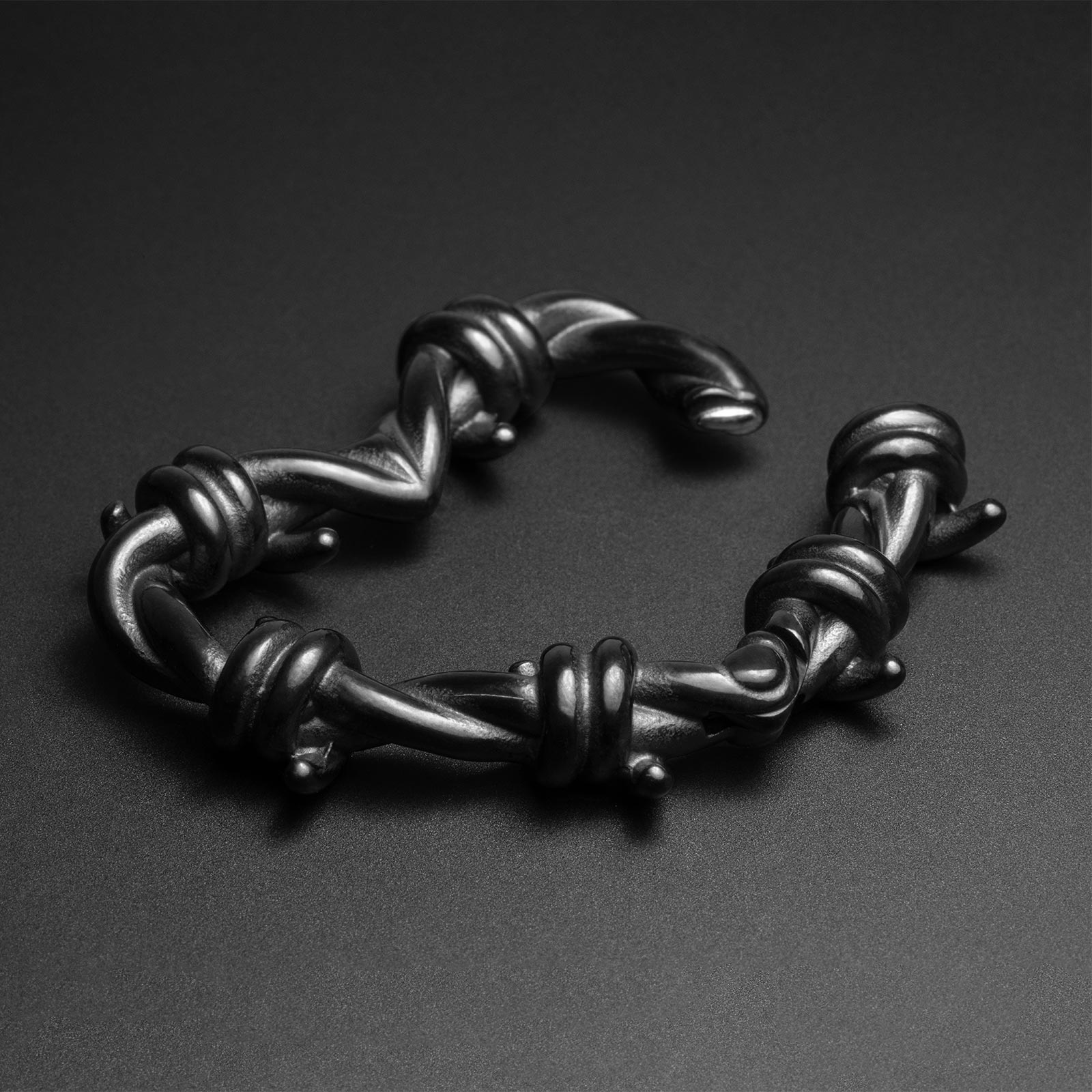 Barbed Wire Heart Black PVD Ear Weight Open