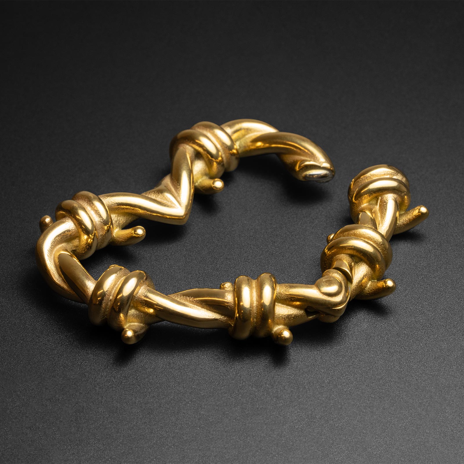 Barbed Wire Heart Gold PVD Ear Weight Open