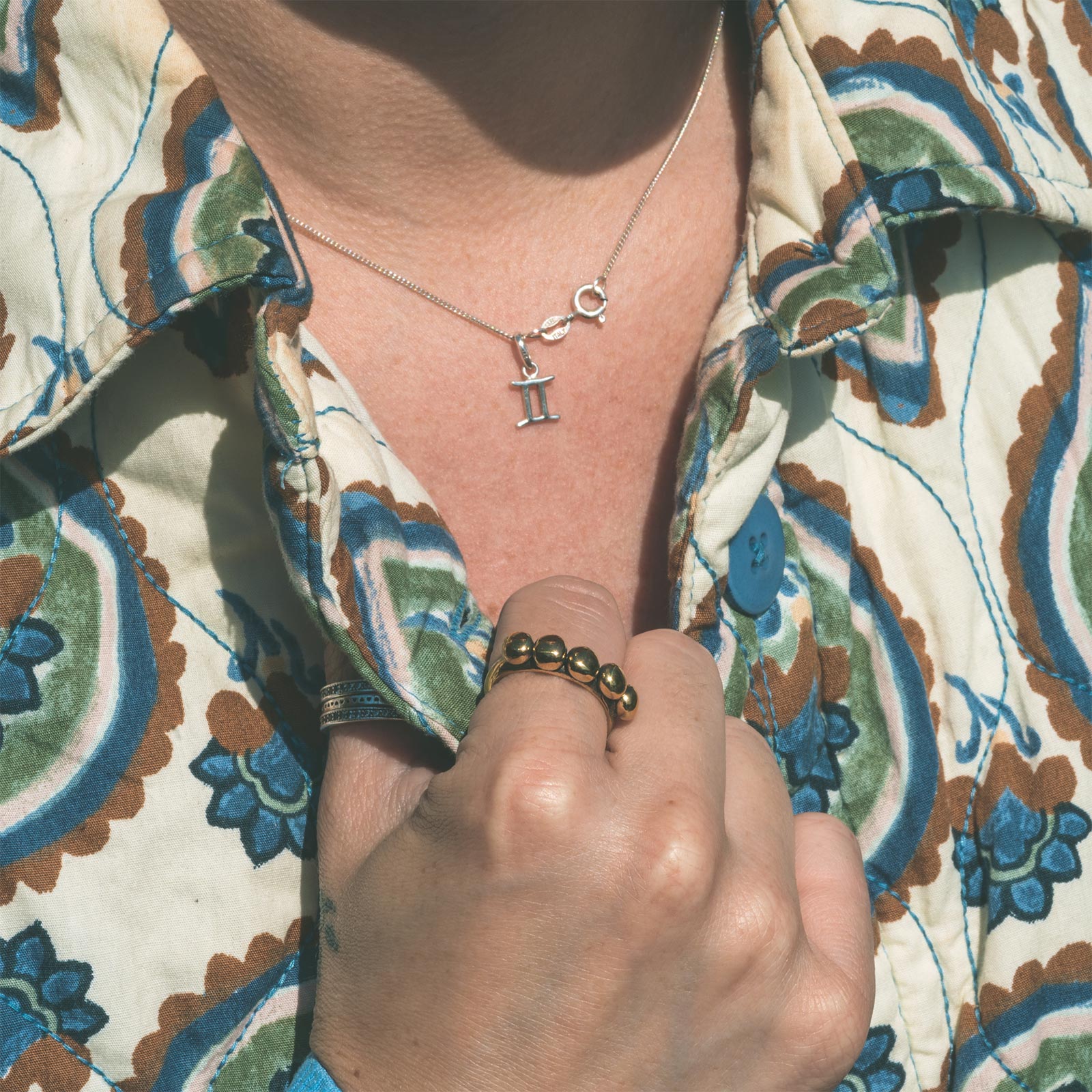 Beaded Brass Ring Model Shot