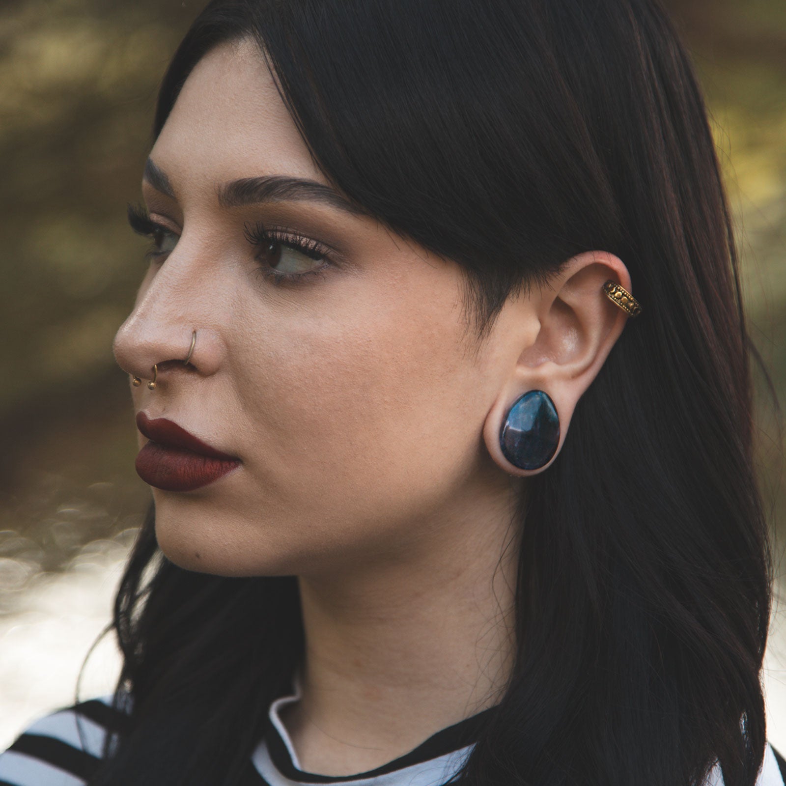 Beads & Dots Brass Ear Cuff Model Shot