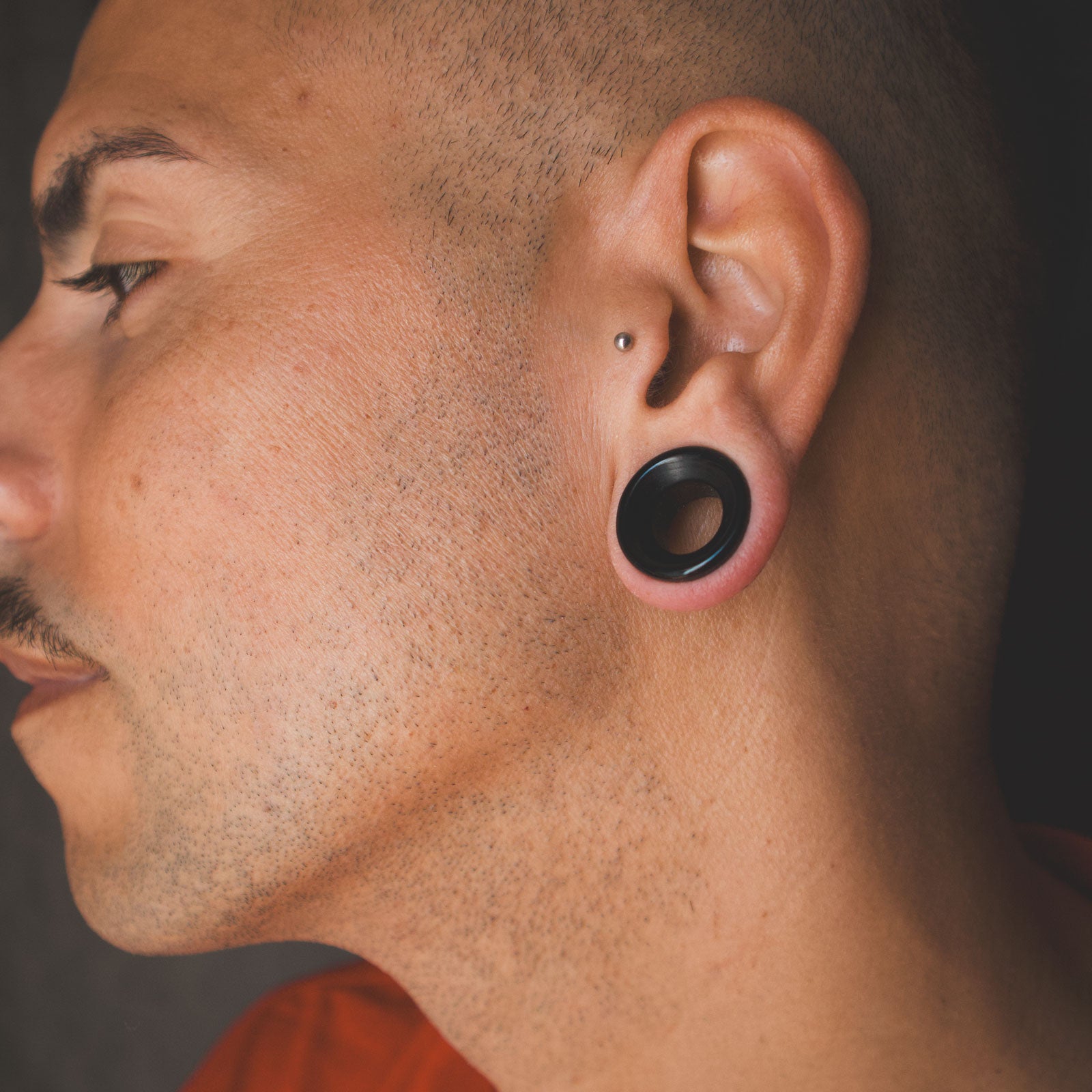 Black Obsidian Double Flare Concave Stone Tunnel Model Shot