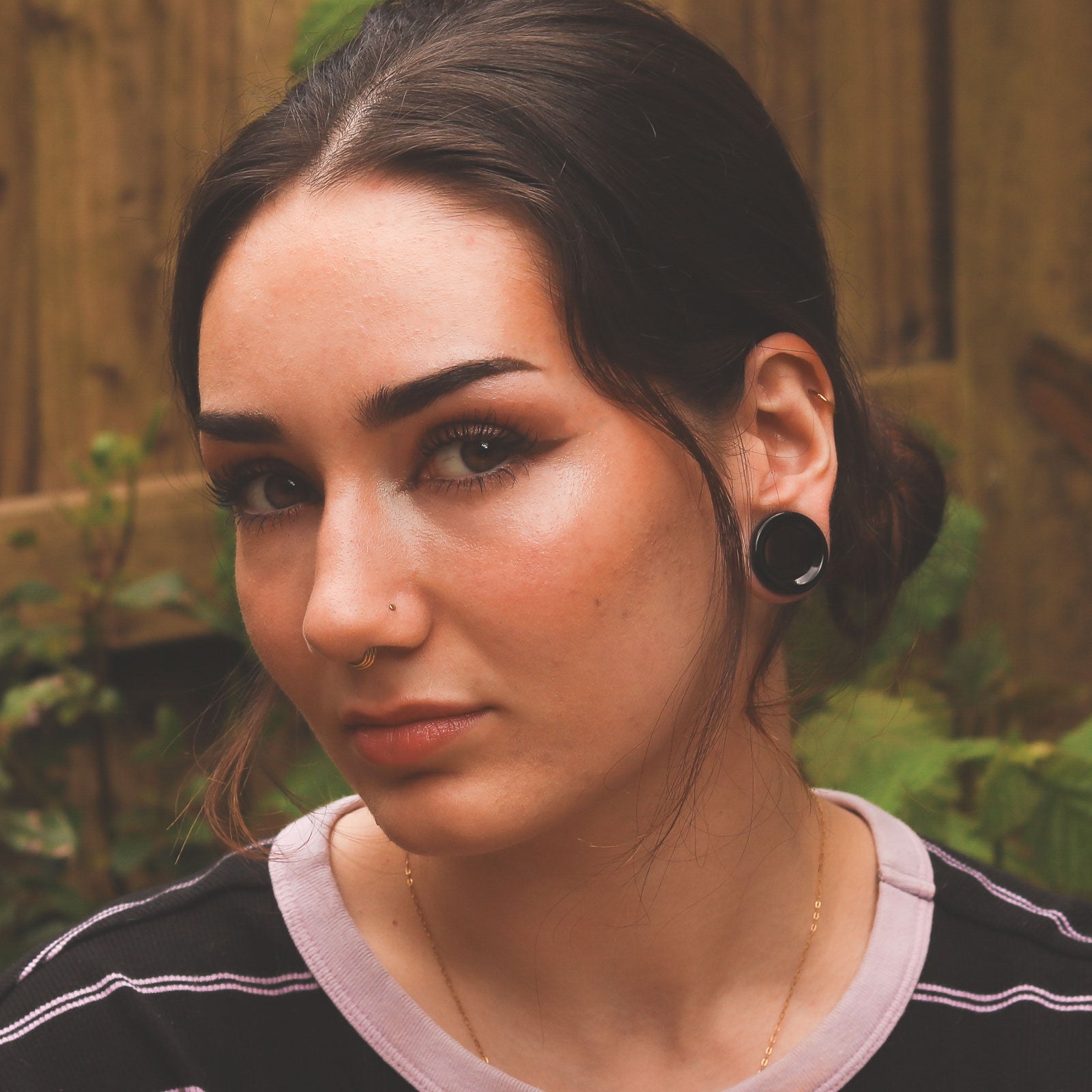 Black Onyx Double Flare Concave Stone Tunnel Model Shot