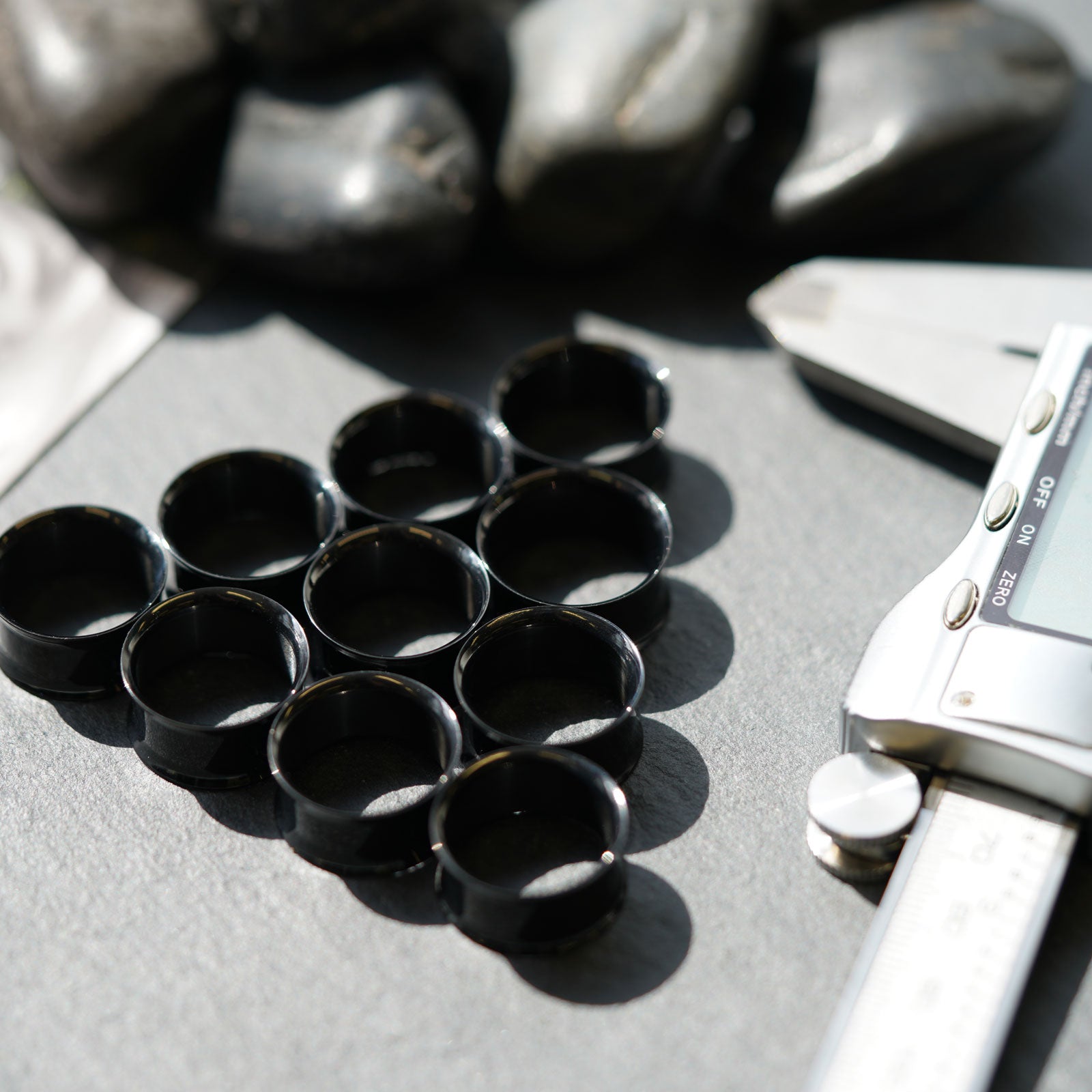 Black PVD Double Flare Tunnel Group Shot