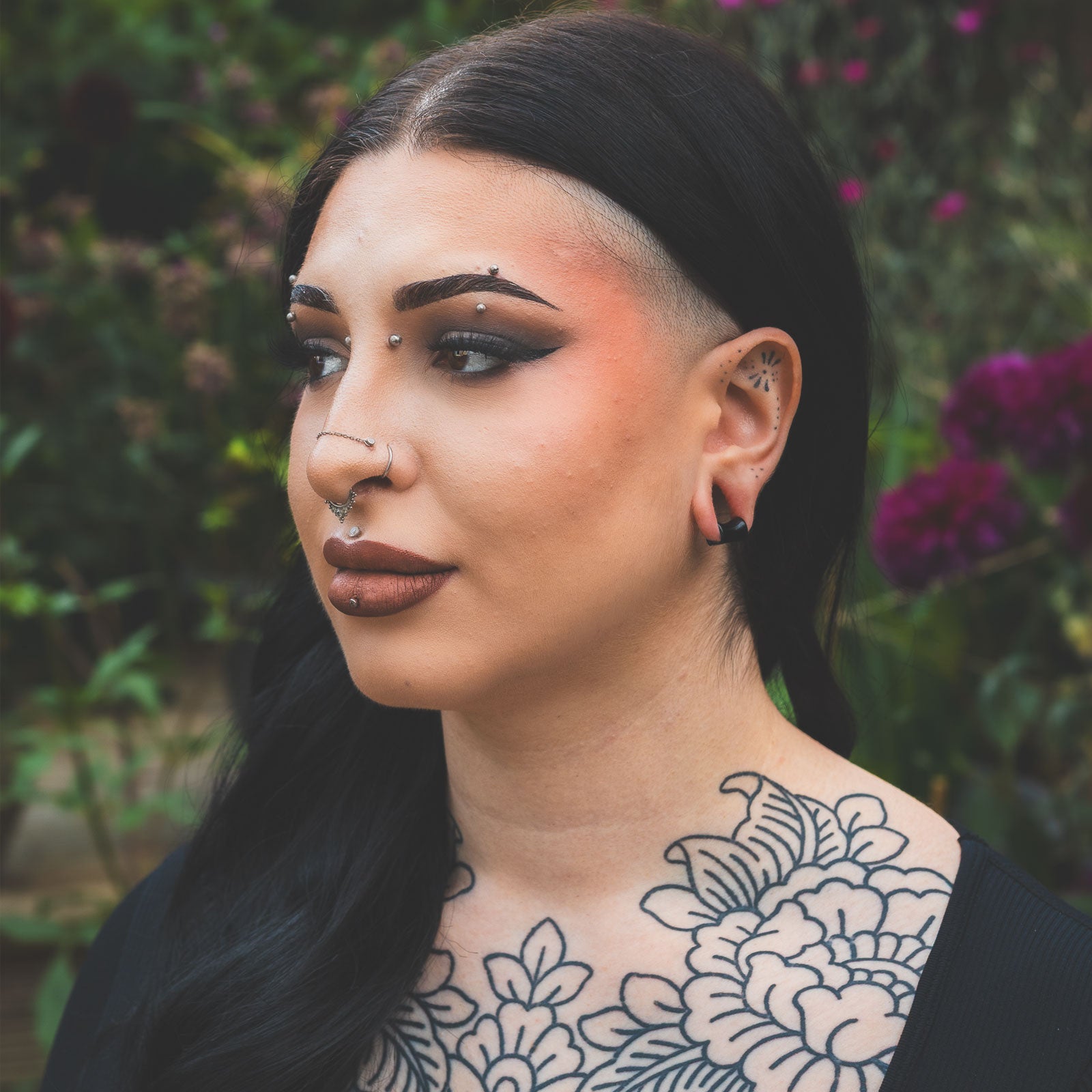 Black PVD Lobe Cuff Model Shot