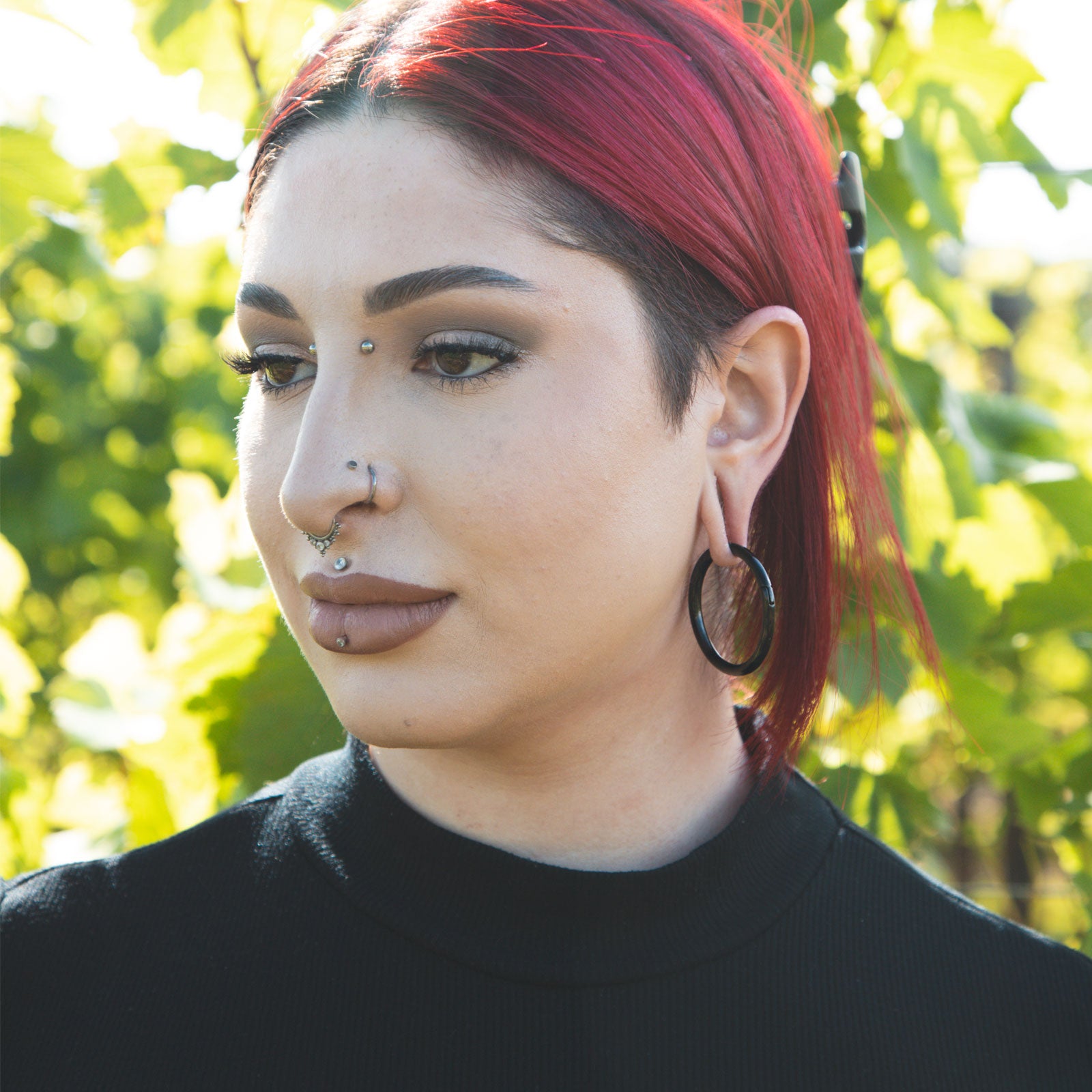 Black PVD Magnetic Hoop Ear Weight Model Shot