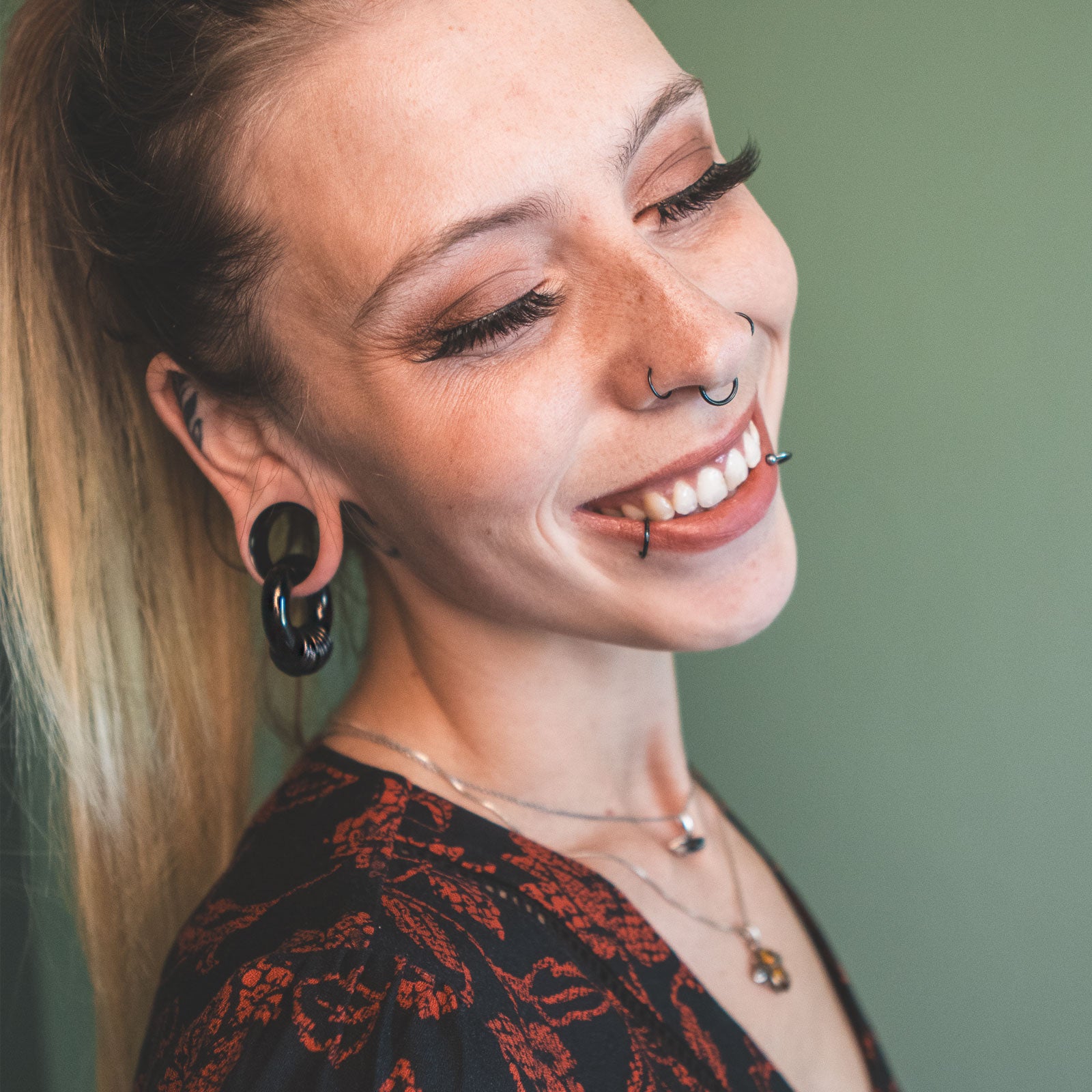 Black PVD Magnetic Multi Hoop Ear Weight Model Shot