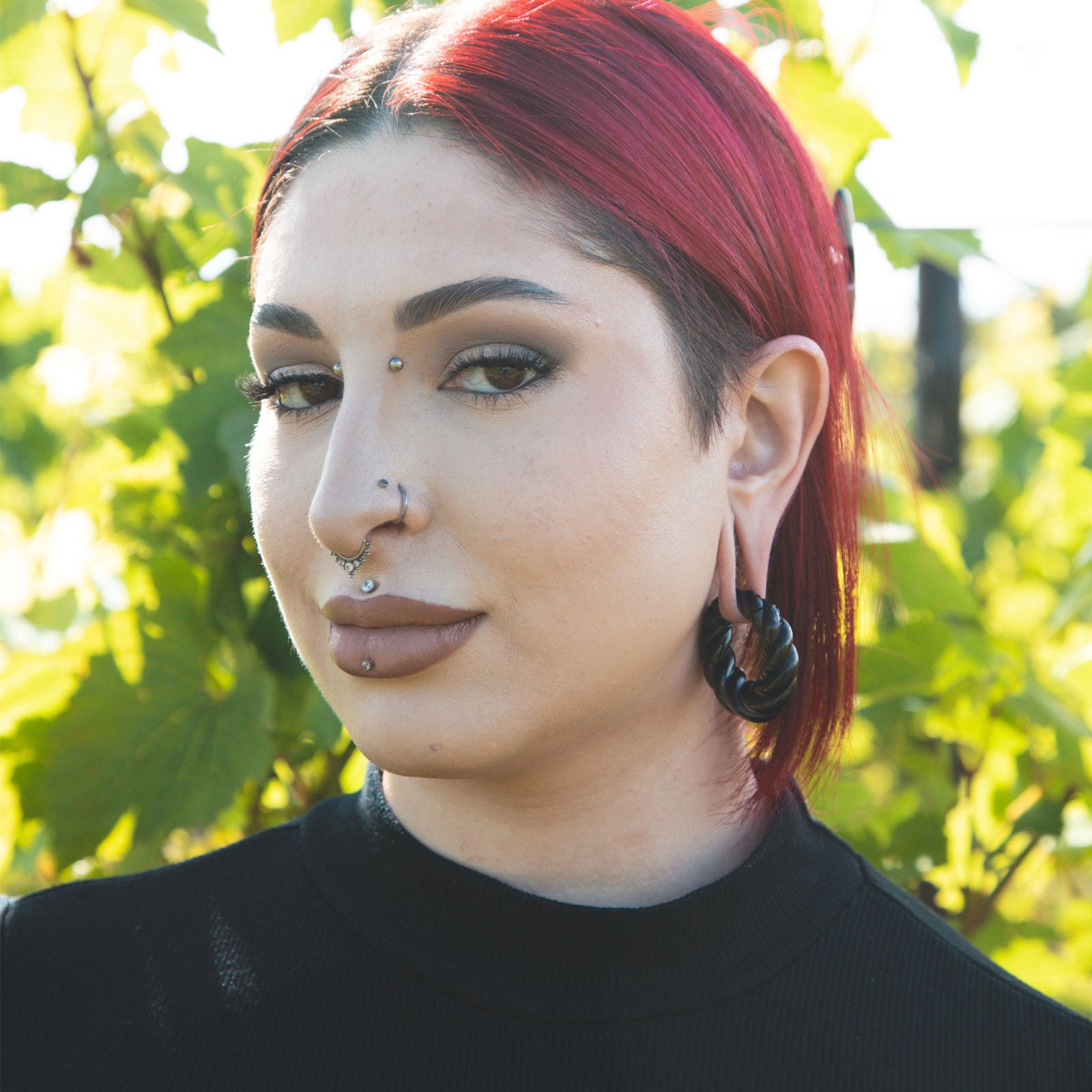 Black PVD Oval Rope Magnetic Ear Weight Model Shot