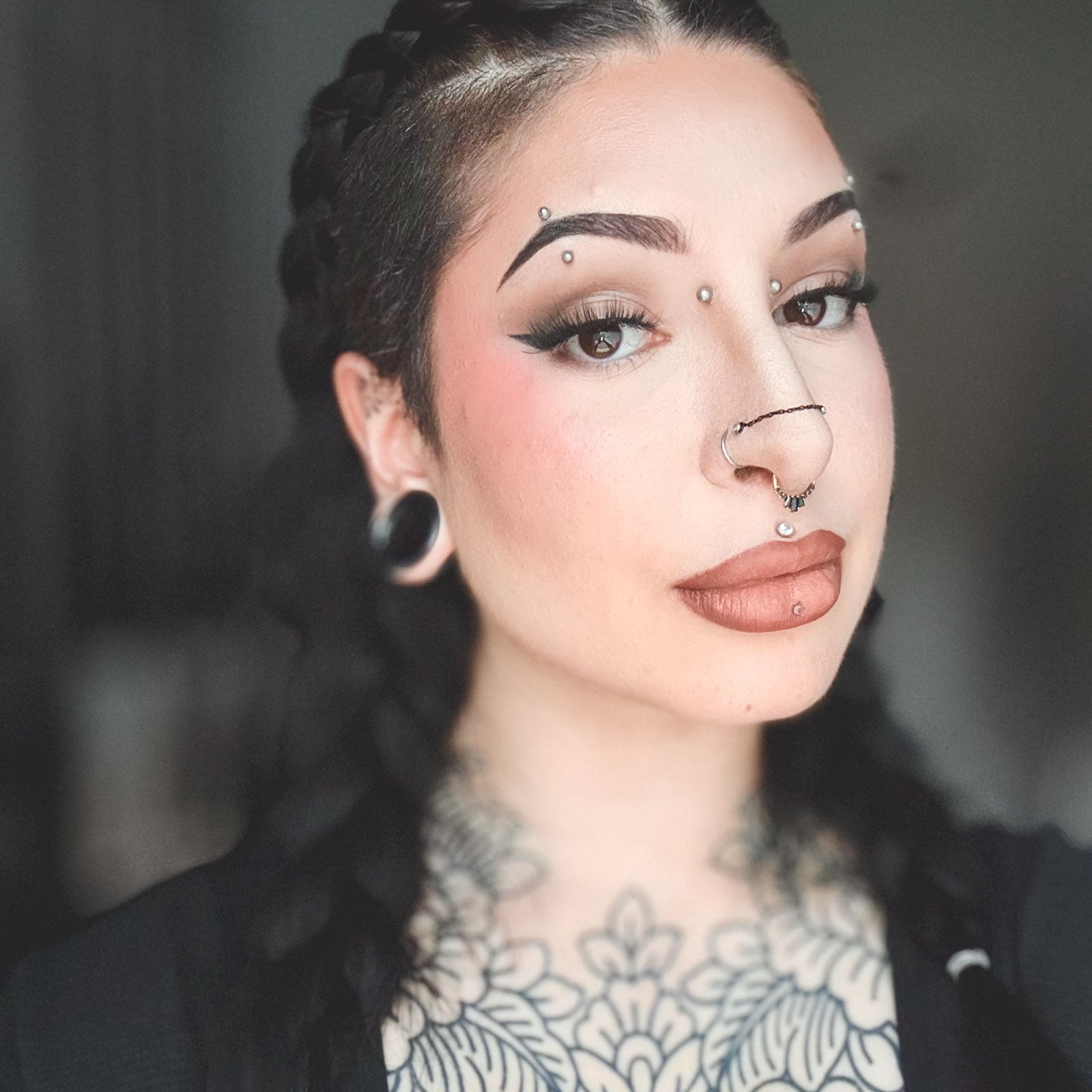 Black PVD Titanium Nose Chain Model Shot