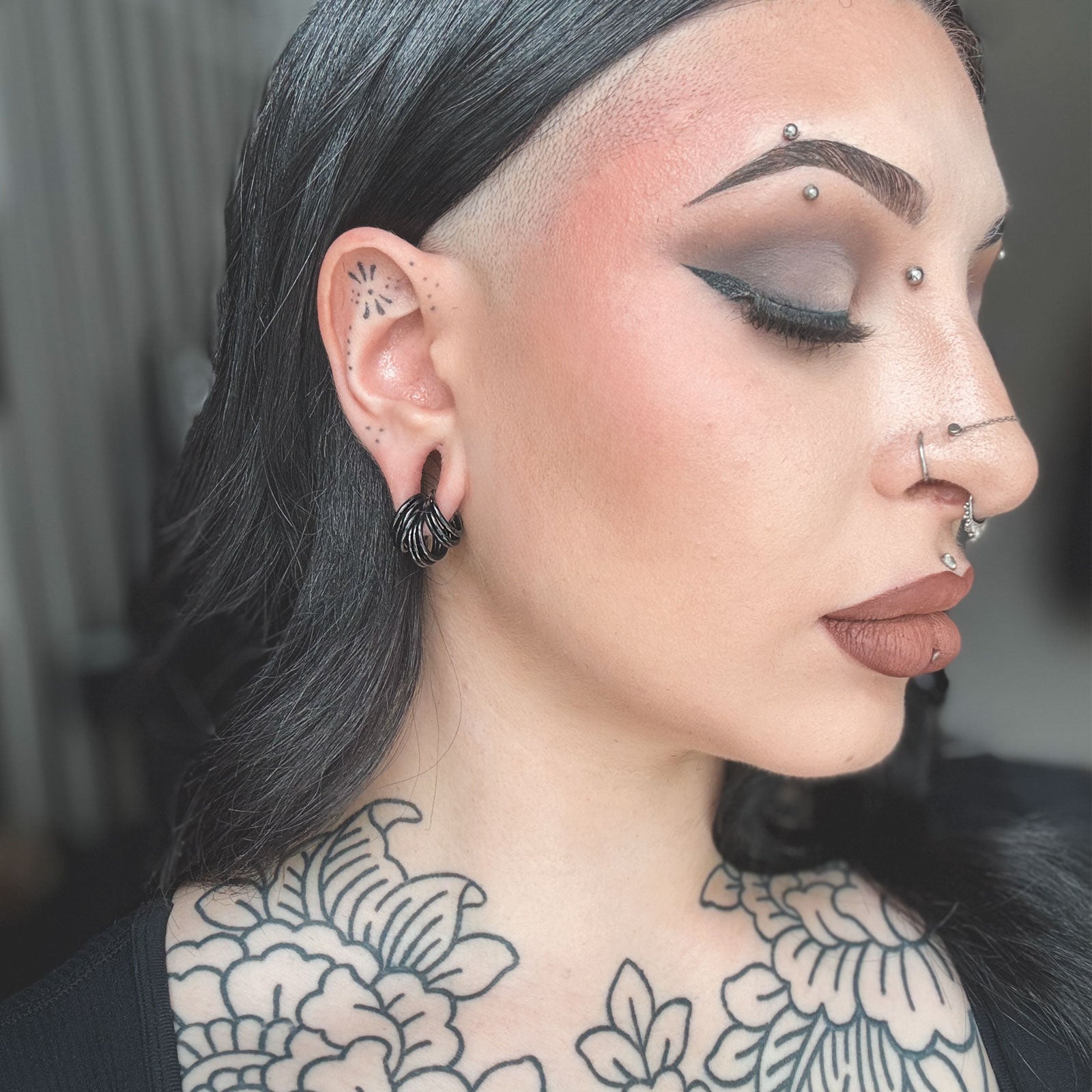 Black PVD Titanium Ring Stacks Model Shot