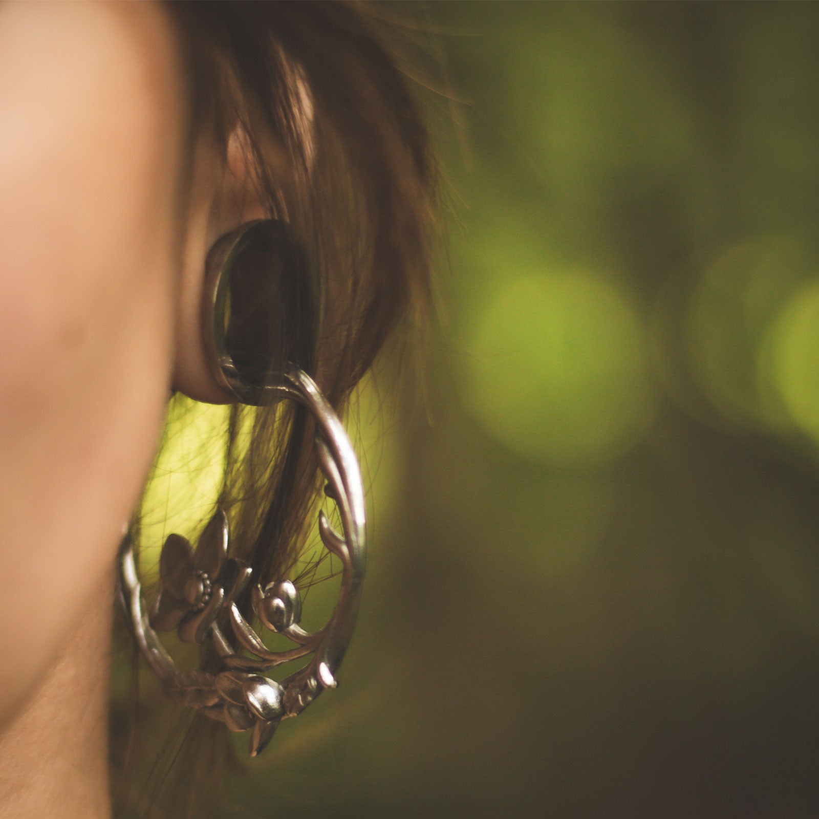 Blossom Flower Surgical Steel Hoop Magnetic Ear Weight Model Shot