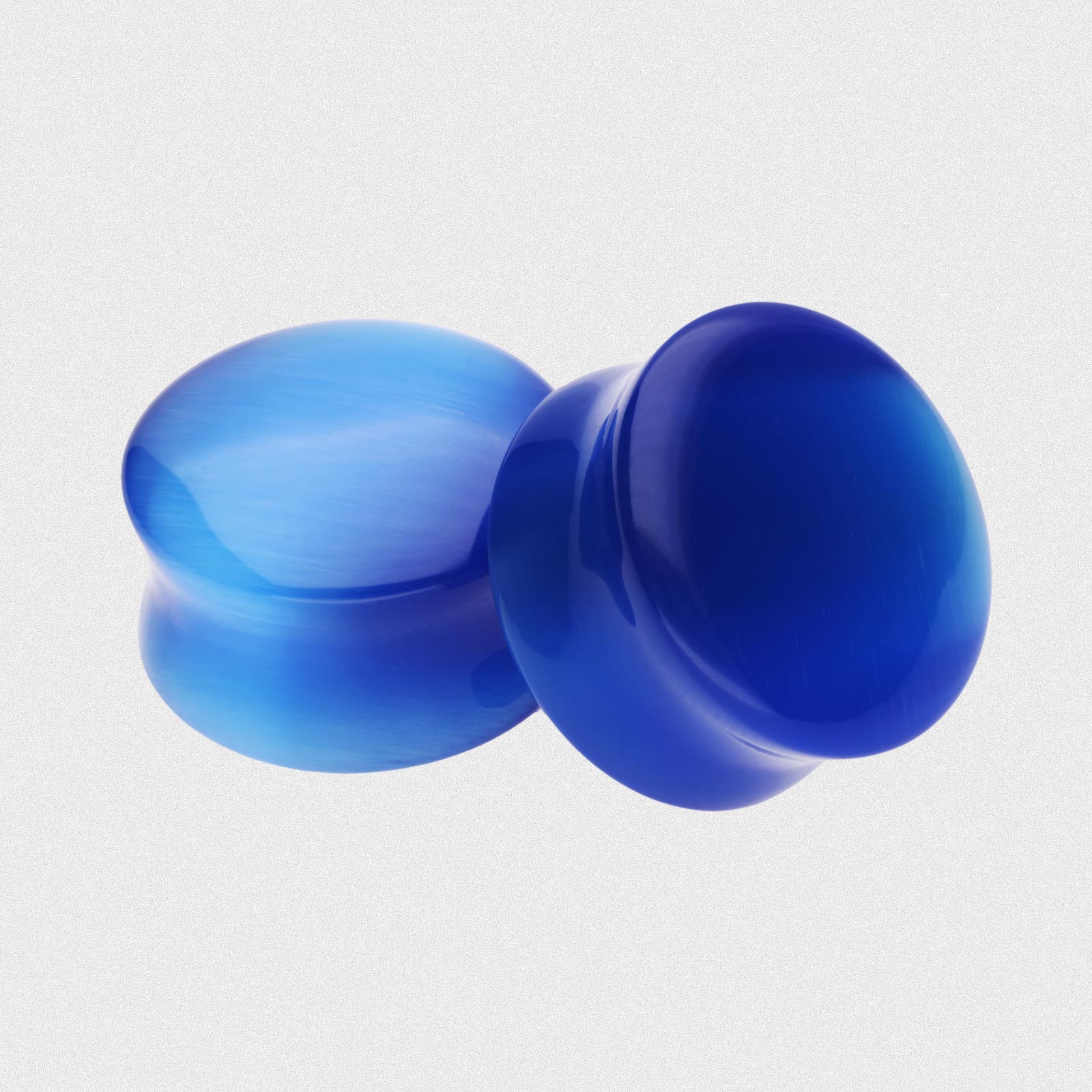 Blue Cat's Eye Glass Double Flare Convex Plug