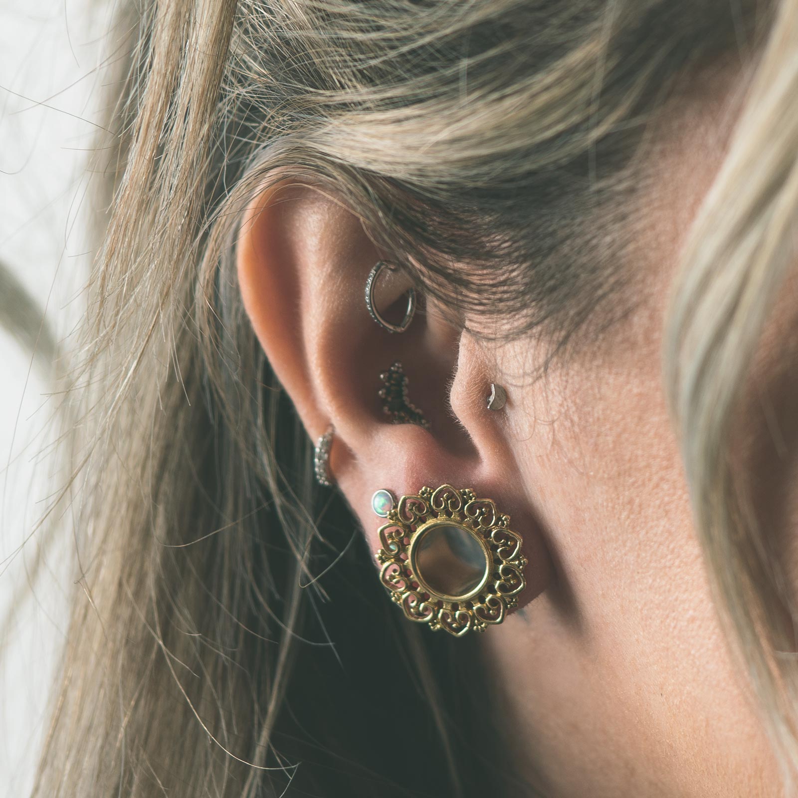 Brass Heart Mandala Double Flare Tunnel Model Shot