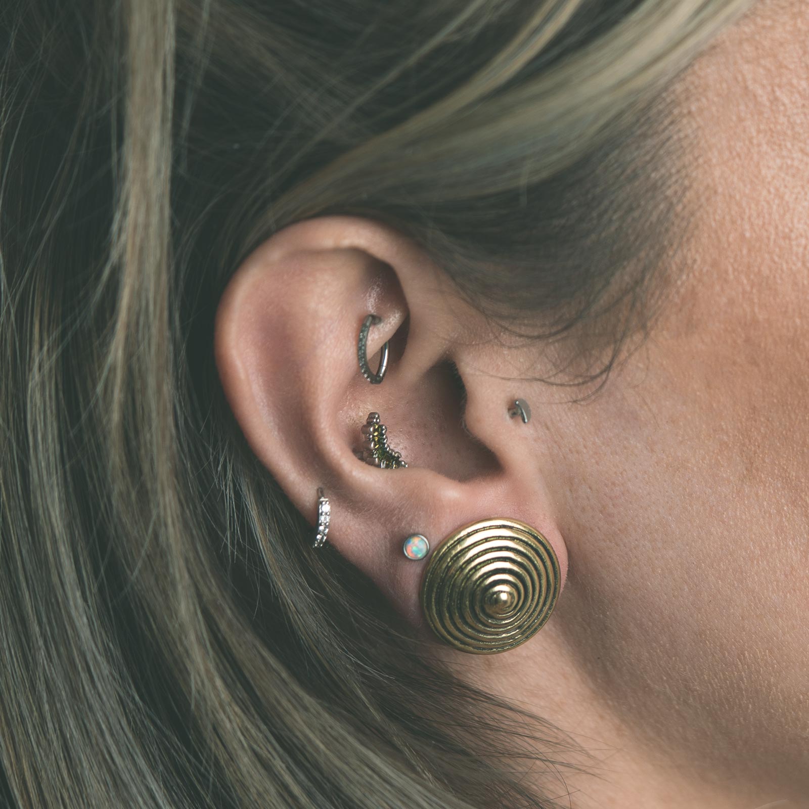 Brass Spiral Cone Double Flare Plug Model Shot