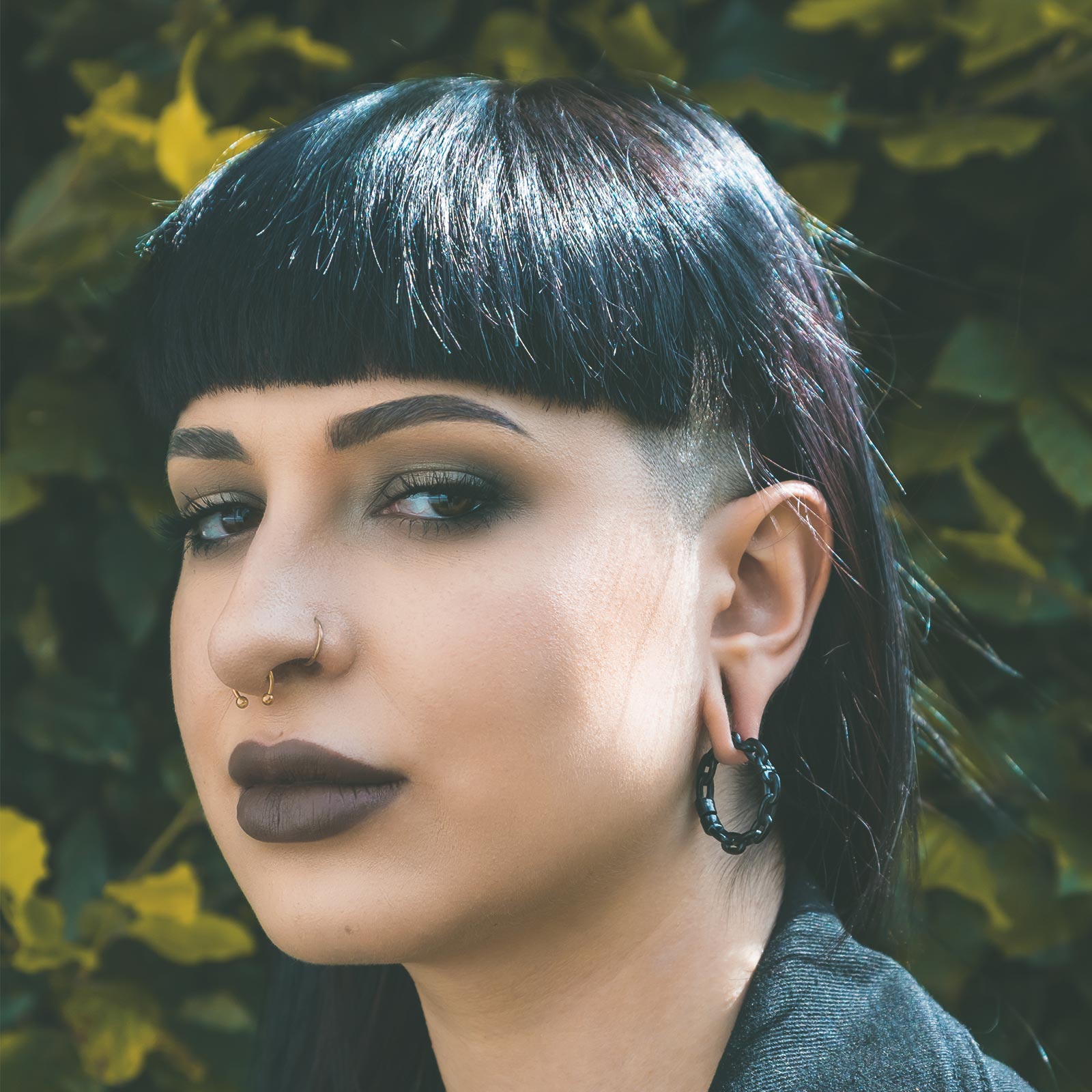 Cable Chain Hoop Black PVD Magnetic Ear Weight Model Shot