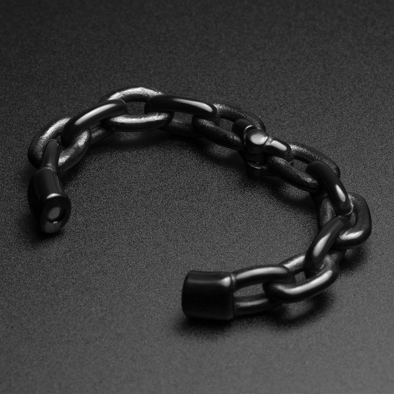 Cable Chain Hoop Black PVD Magnetic Ear Weight Open