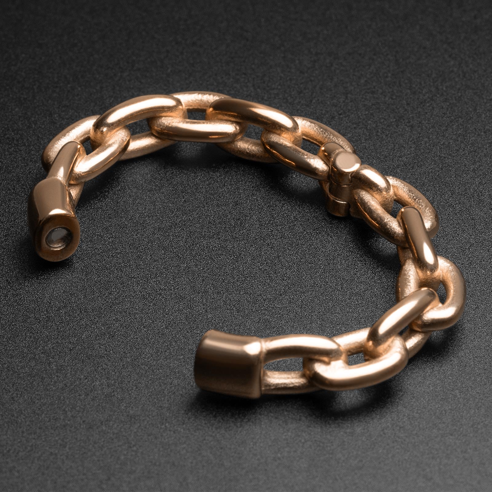 Cable Chain Hoop Rose Gold PVD Magnetic Ear Weight Open