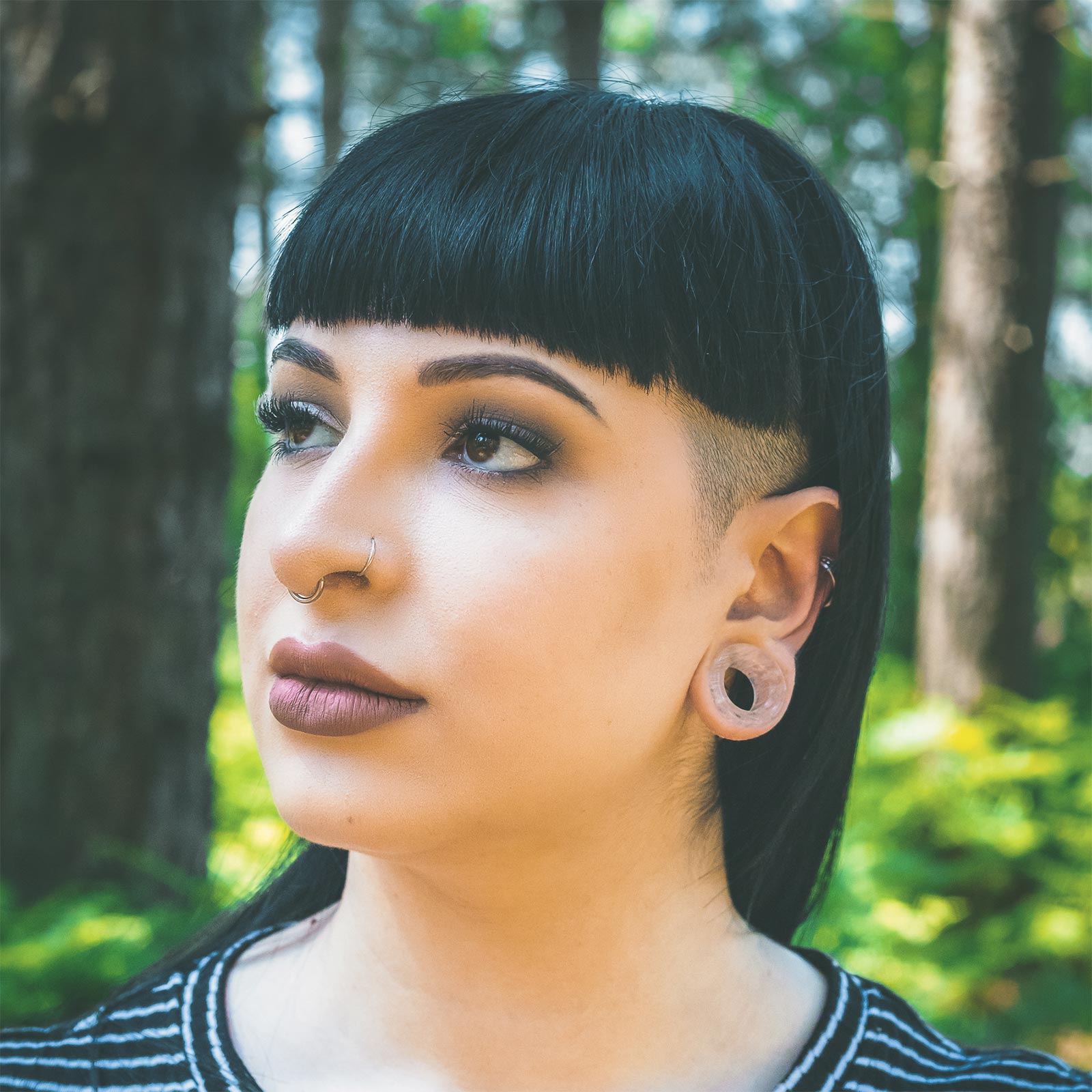 Cloudy Quartz Double Flare Concave Stone Tunnel Model Shot