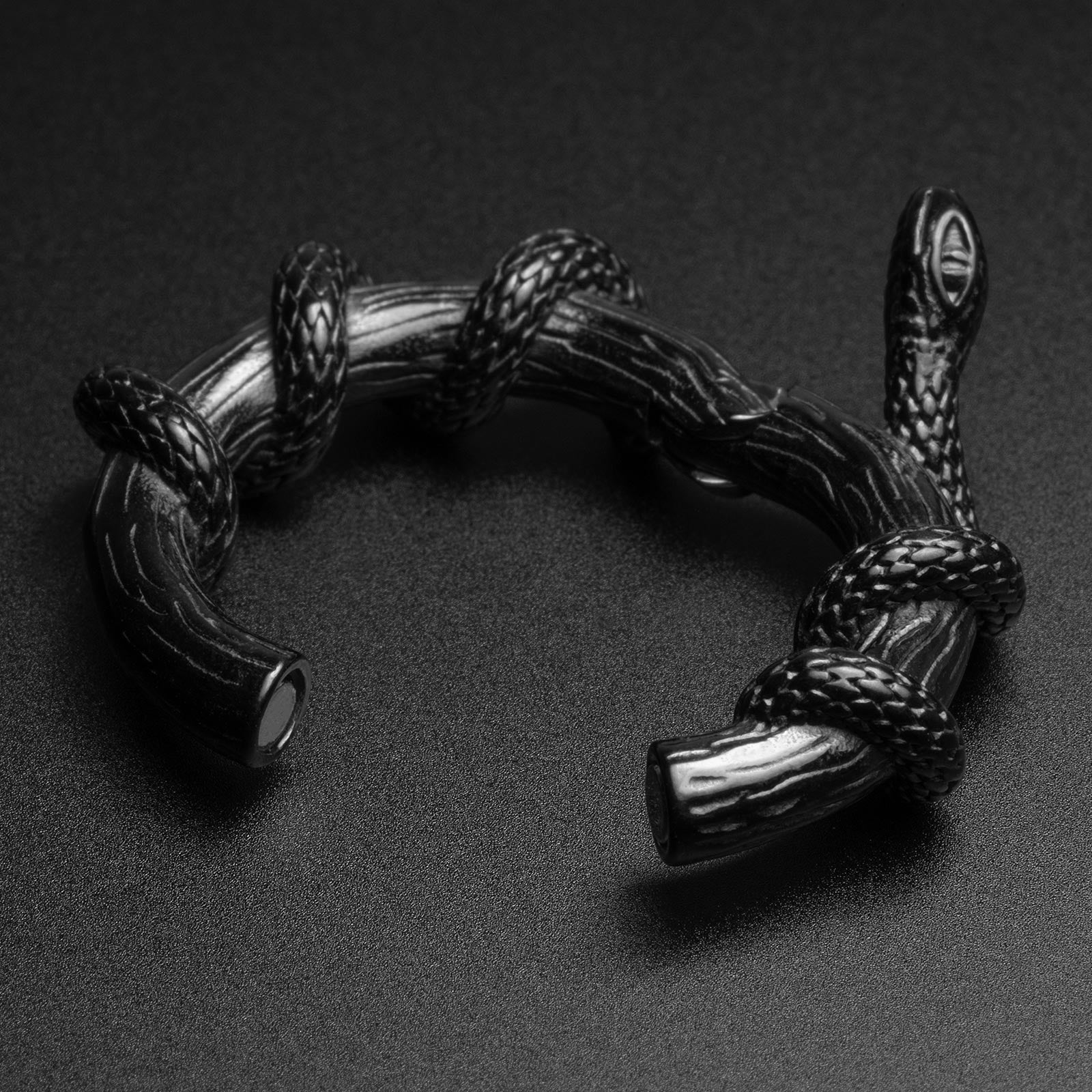 Coiled Snake Black PVD Magnetic Ear Weight Open