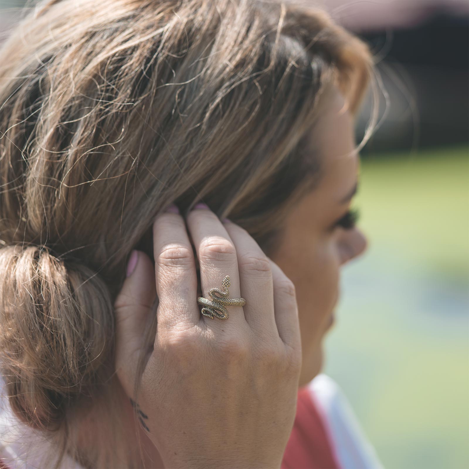 Coiled Snake Brass RingModel Shot