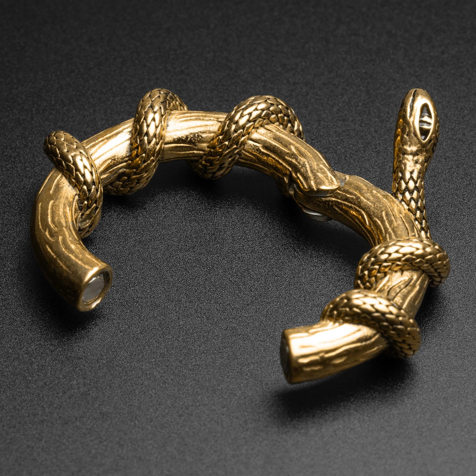 Coiled Snake Gold PVD Magnetic Ear Weight Open