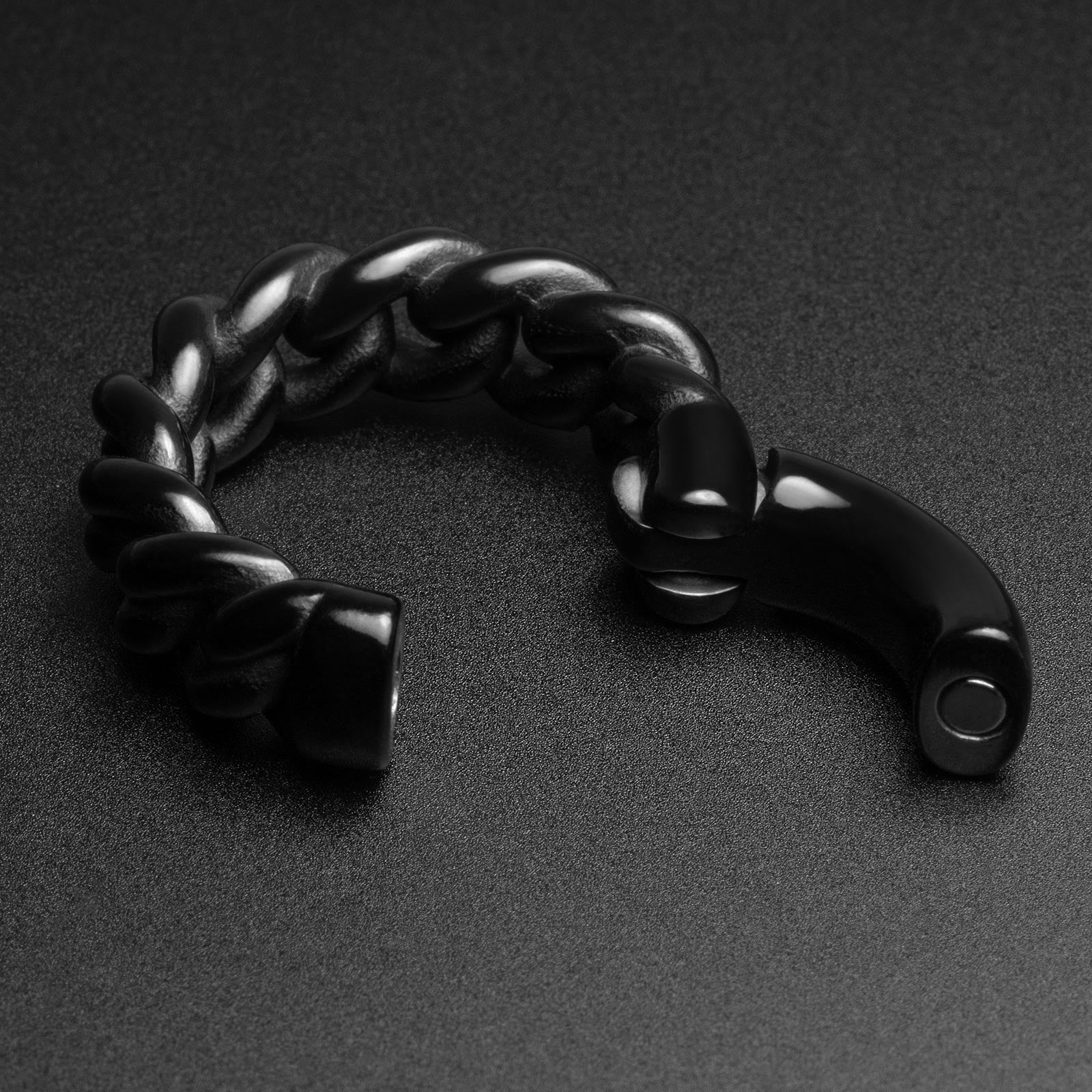 Cuban Link Hoop Black PVD Magnetic Ear Weight Open