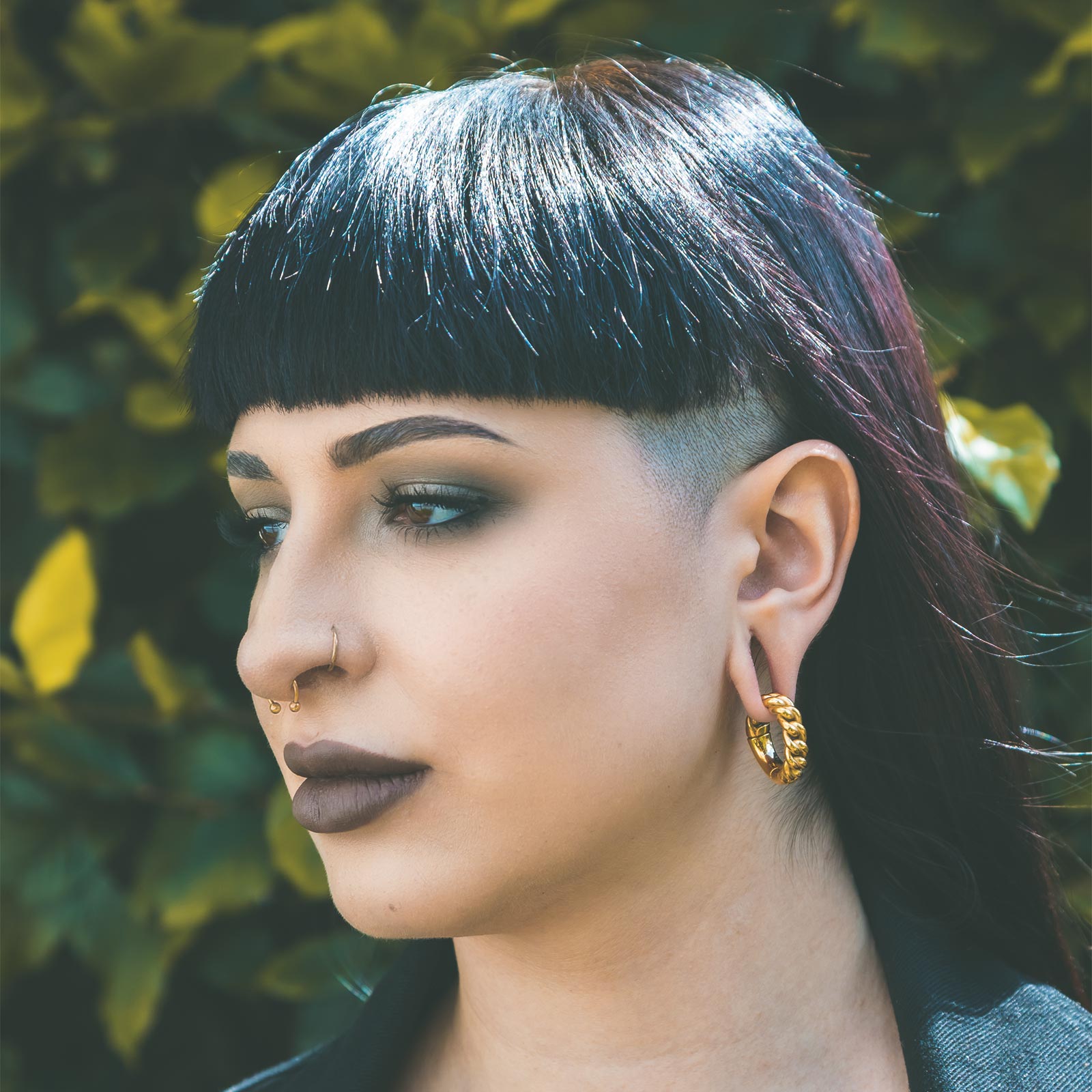 Cuban Link Hoop Gold PVD Magnetic Ear Weight Model Shot