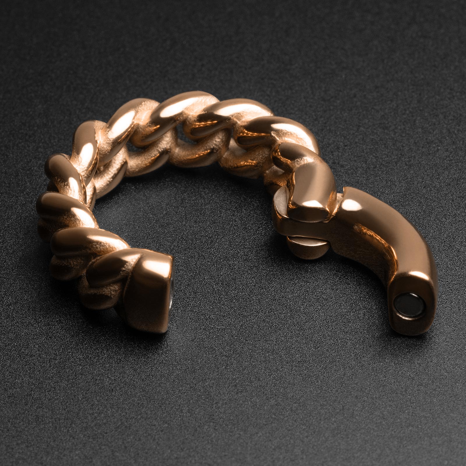Cuban Link Hoop Rose Gold PVD Magnetic Ear Weight Open