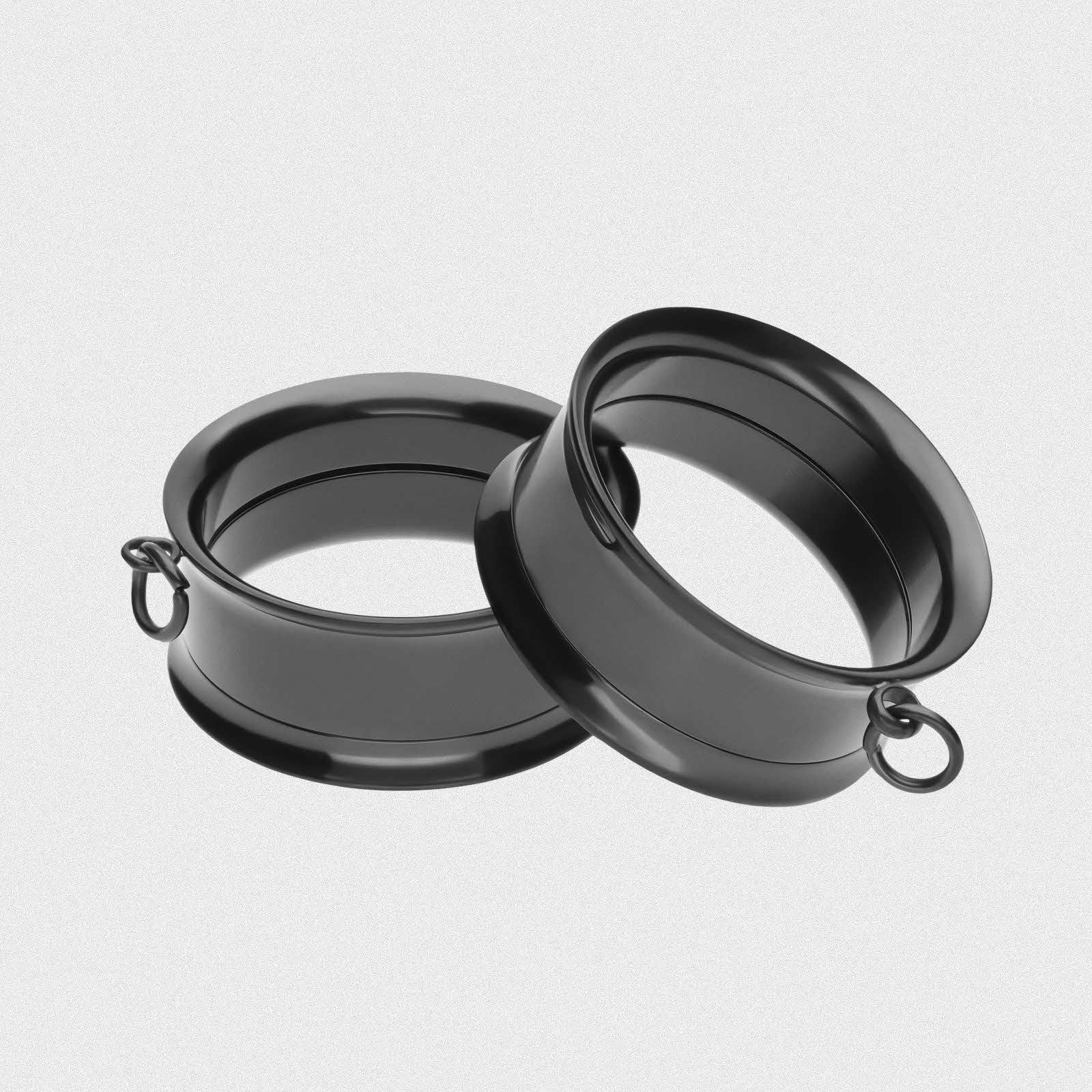 Pair Of Custom Design Dangle Tunnels – Internally Threaded Double Flare Plugs, 316L Surgical Steel