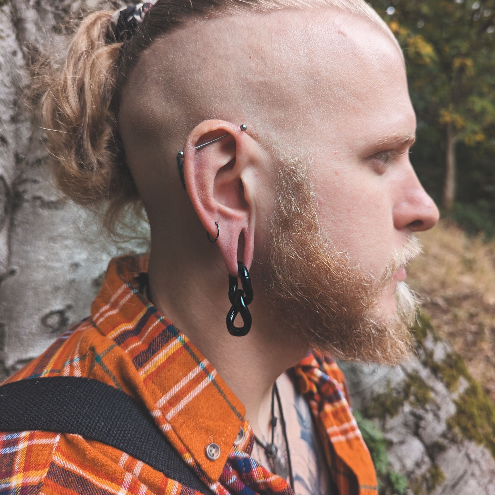 Double Cuban Link Black PVD Magnetic Ear Weight Model Shot