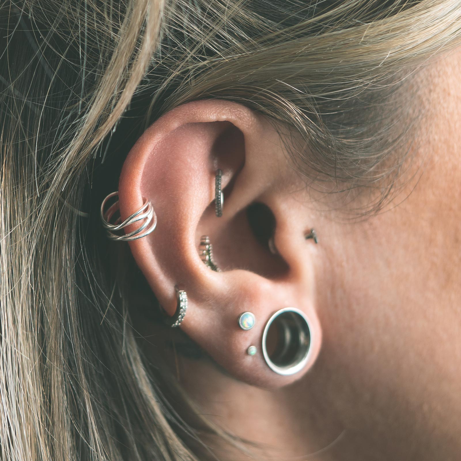 Double Looped 925 Silver Ear Cuff Model Shot