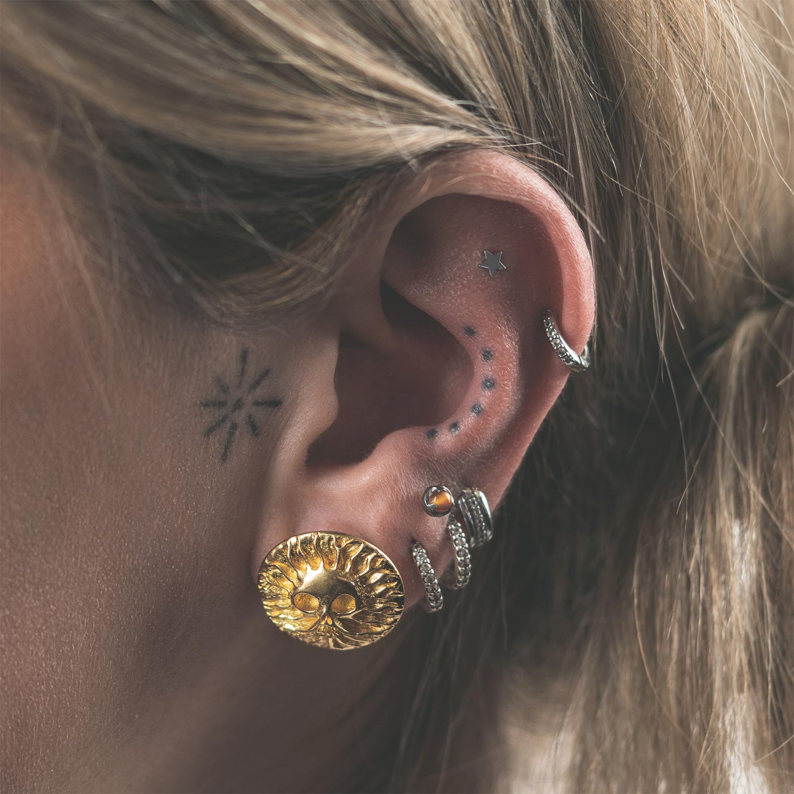 Emerging Skull Brass Double Flare Plug Model Shot