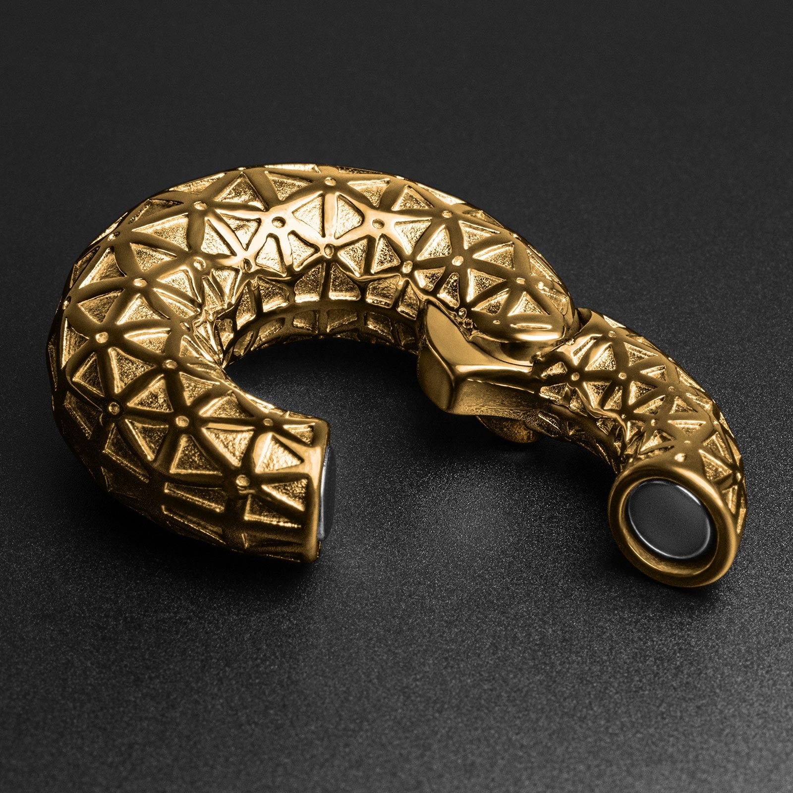 Engraved Geometric Gold PVD Magnetic Ear Weight