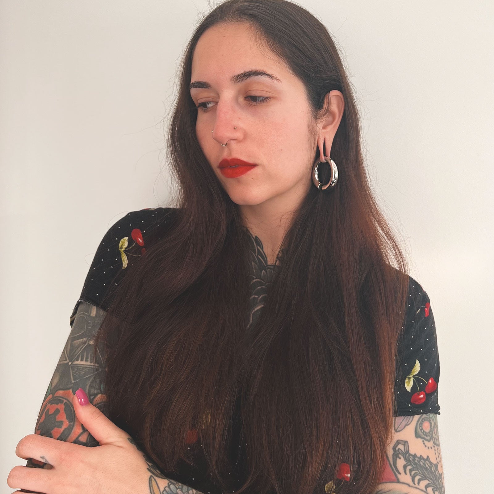 Circular Surgical Steel Ear Weight Model Shot