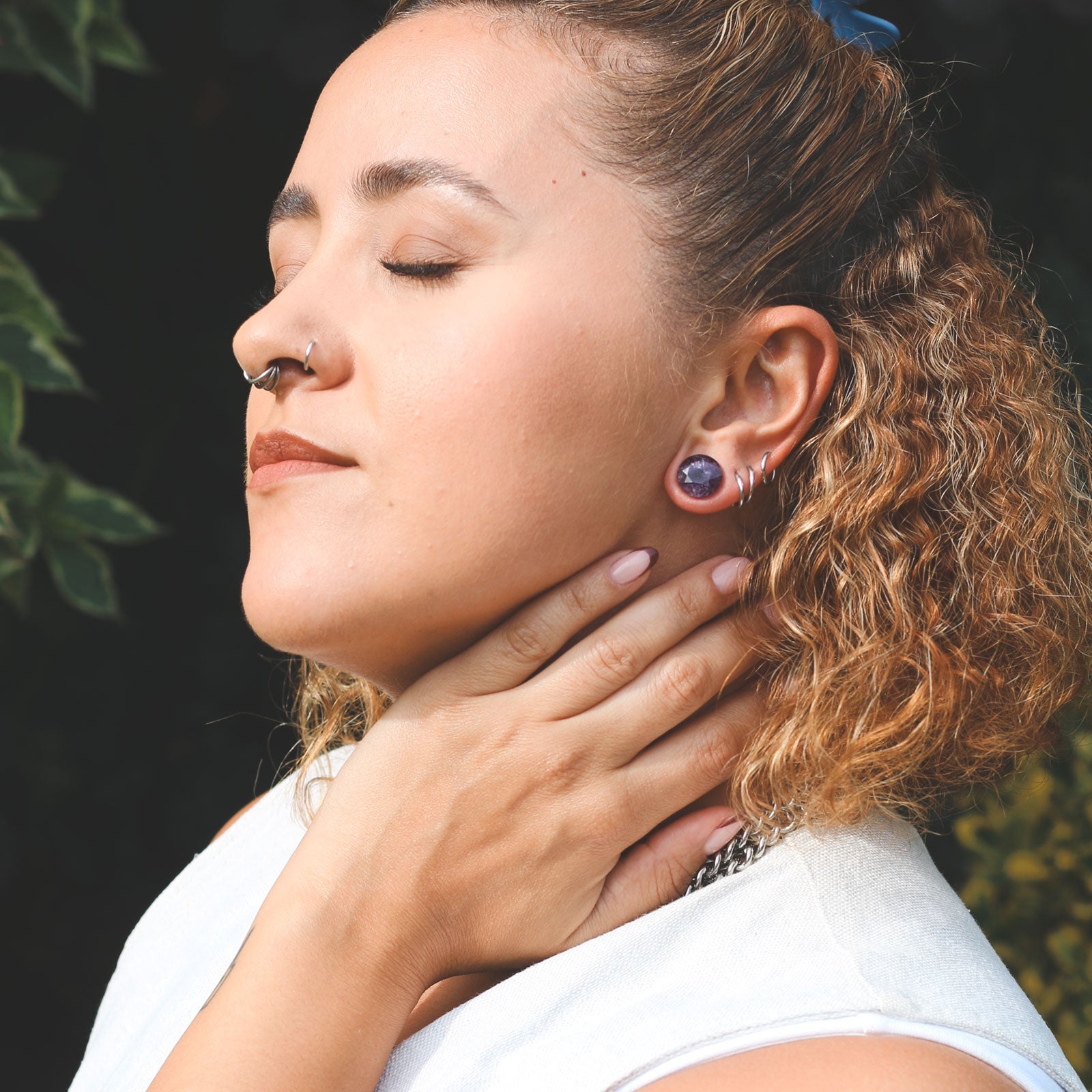 Faceted Amethyst Double Flare Plug Model Shot