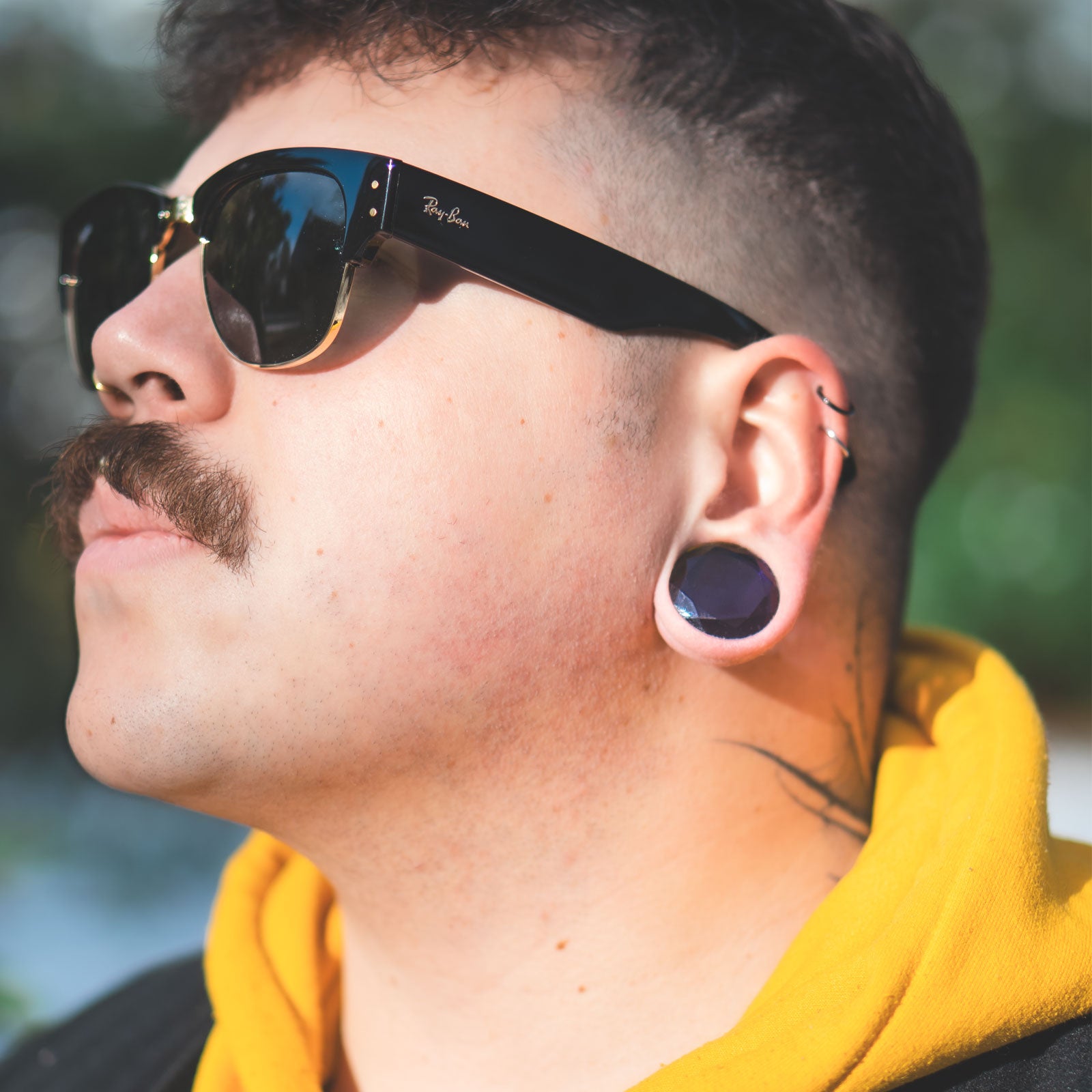 Faceted Purple Glass Double Flare Plug Model Shot