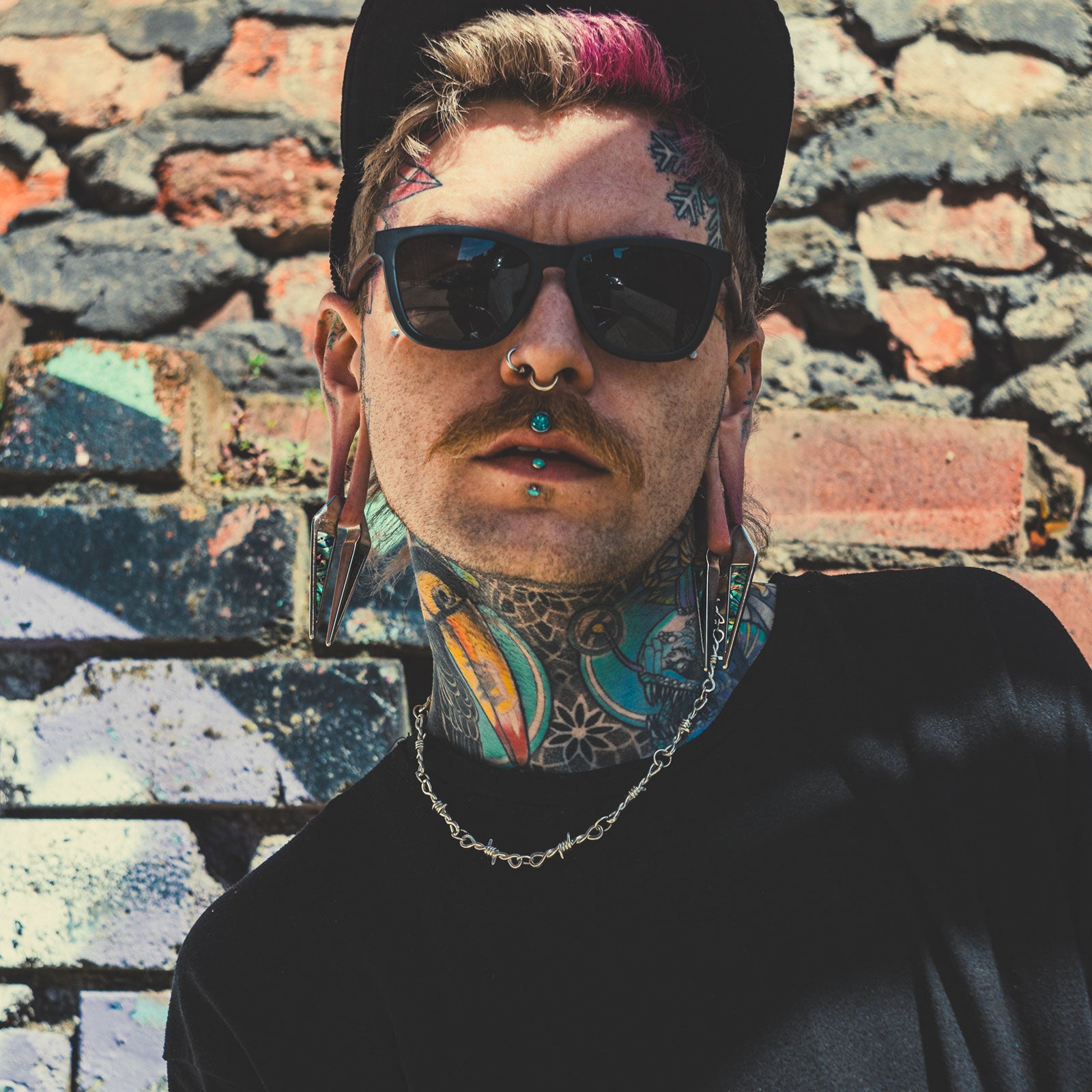 Geometric Keyhole Shell & Surgical Steel Ear Weight Model Shot