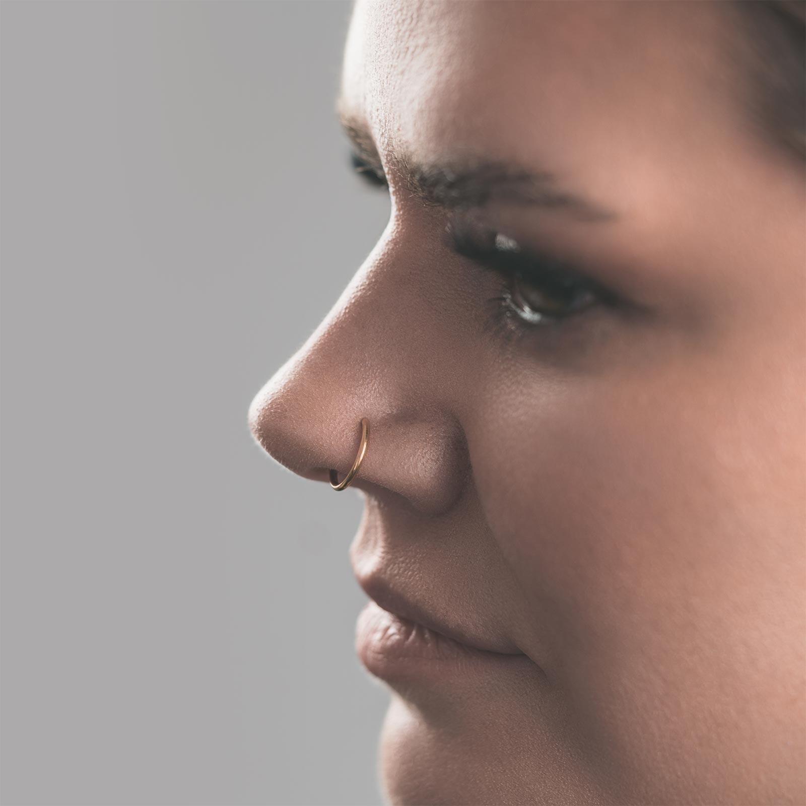 Gold PVD Fake Nose Ring Model Shot