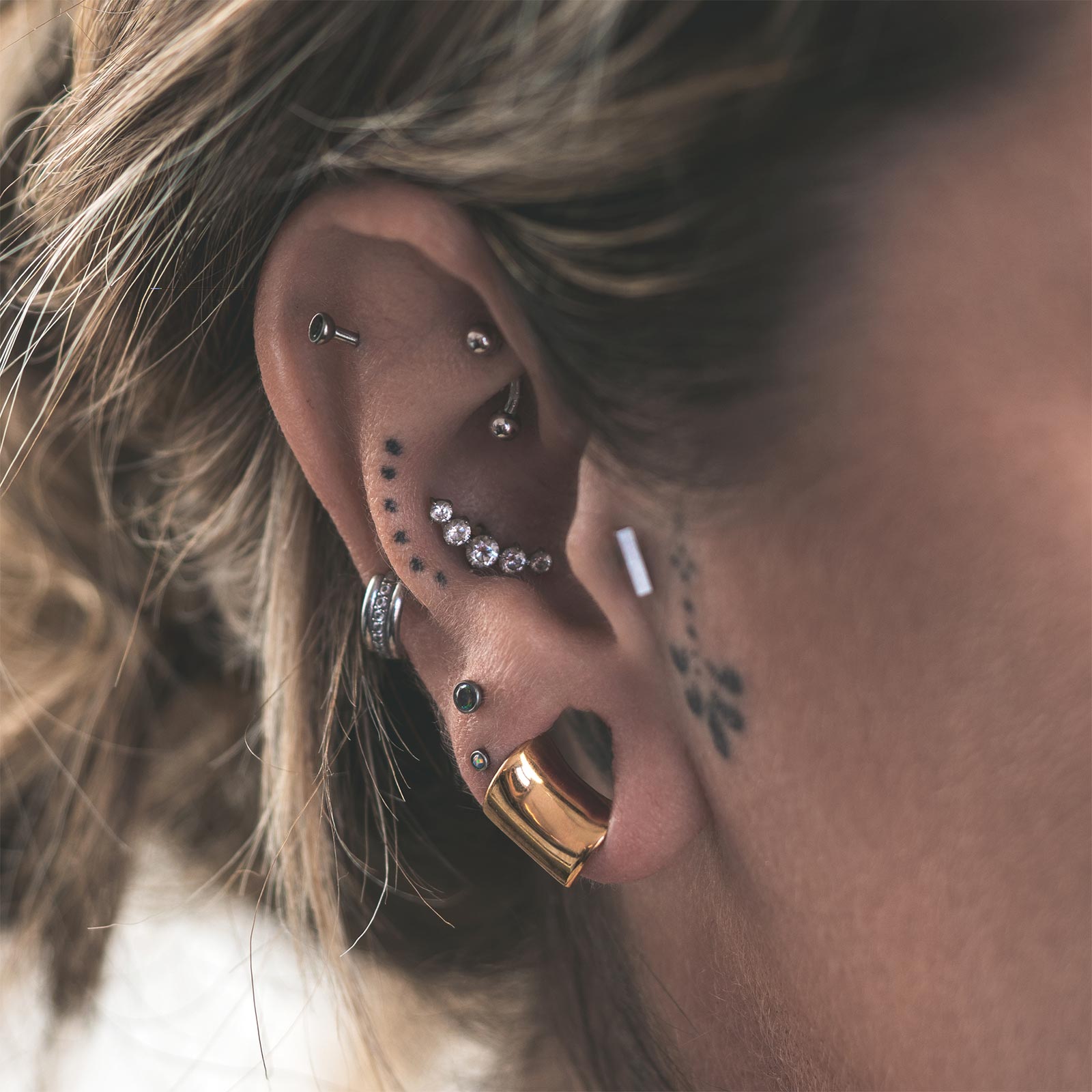 Gold PVD Lobe Cuff Model Shot