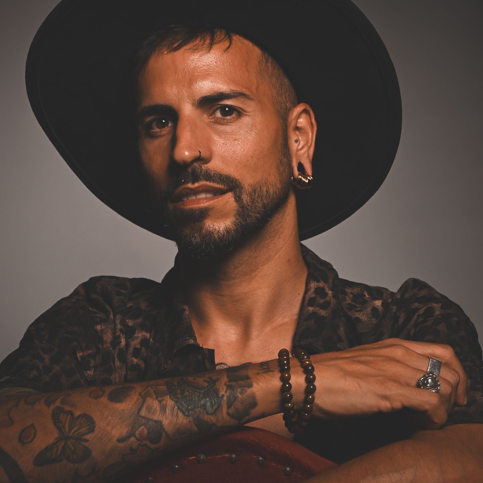 Gold PVD Titanium Ring Stacks Model Shot