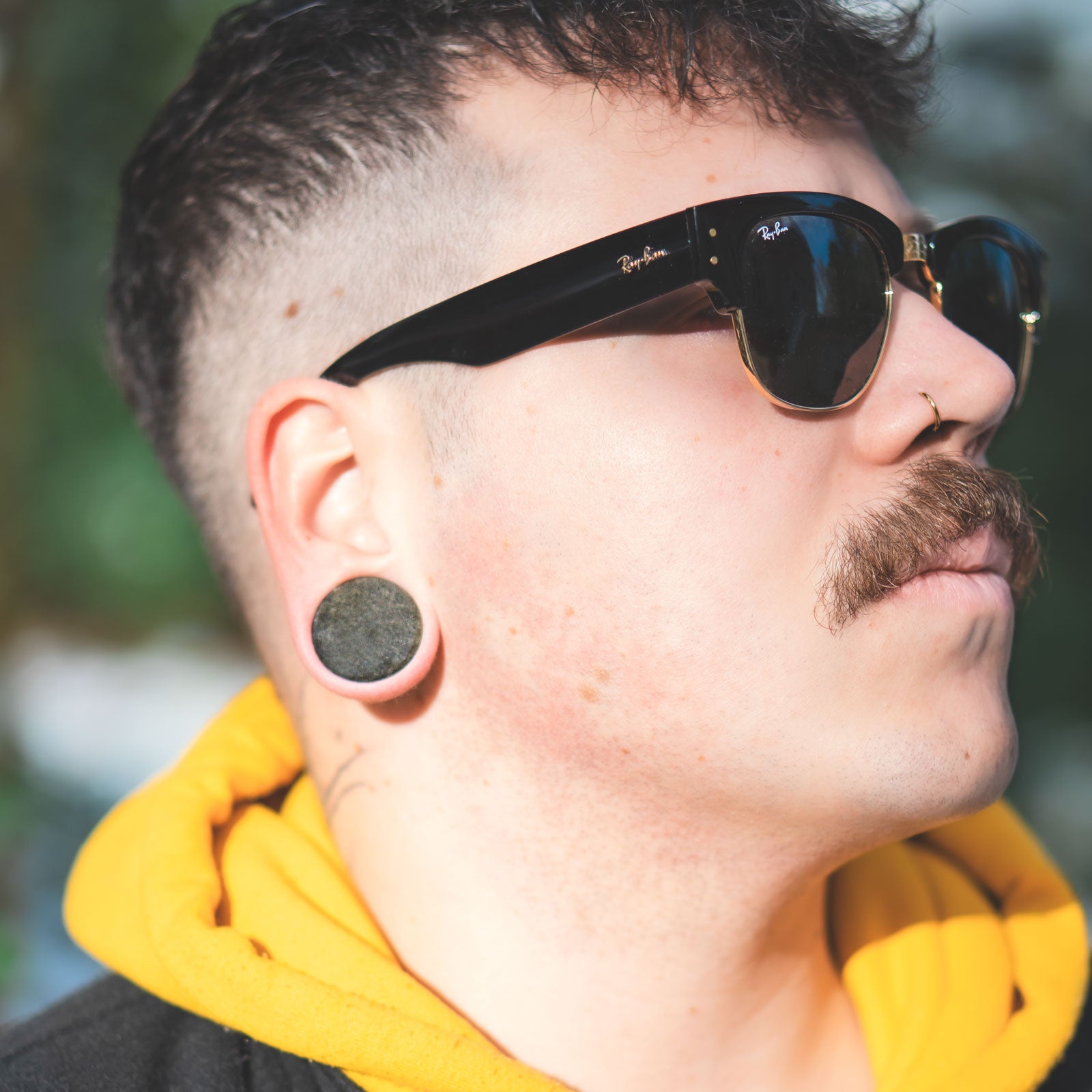 Golden Obsidian Double Flare Convex Plug Model Shot