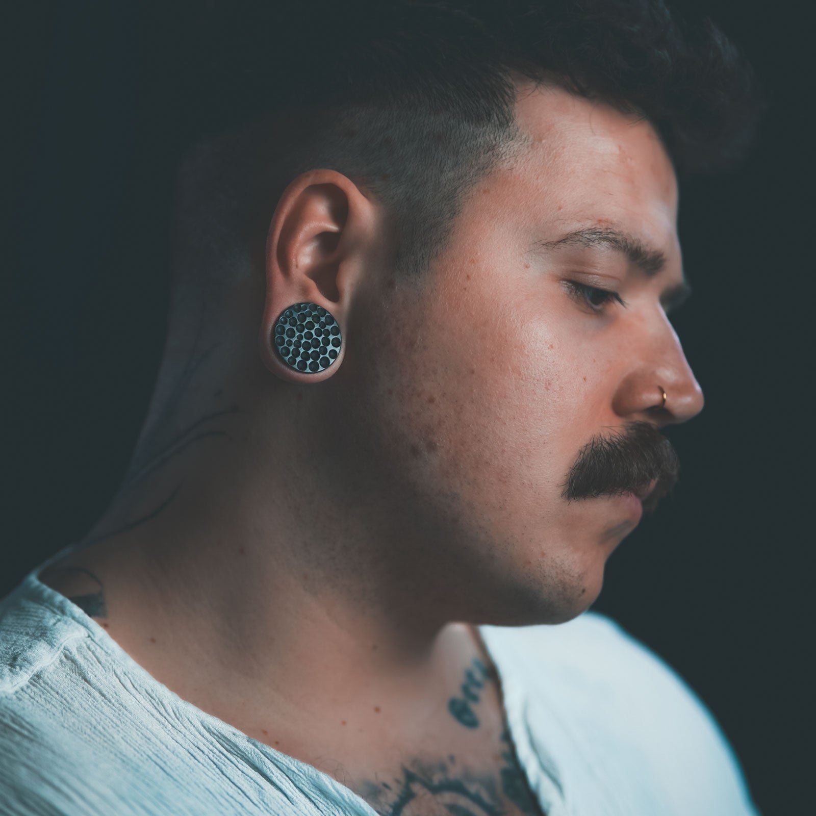 Hammered Black Areng Wood Double Flare Plug Model Shot