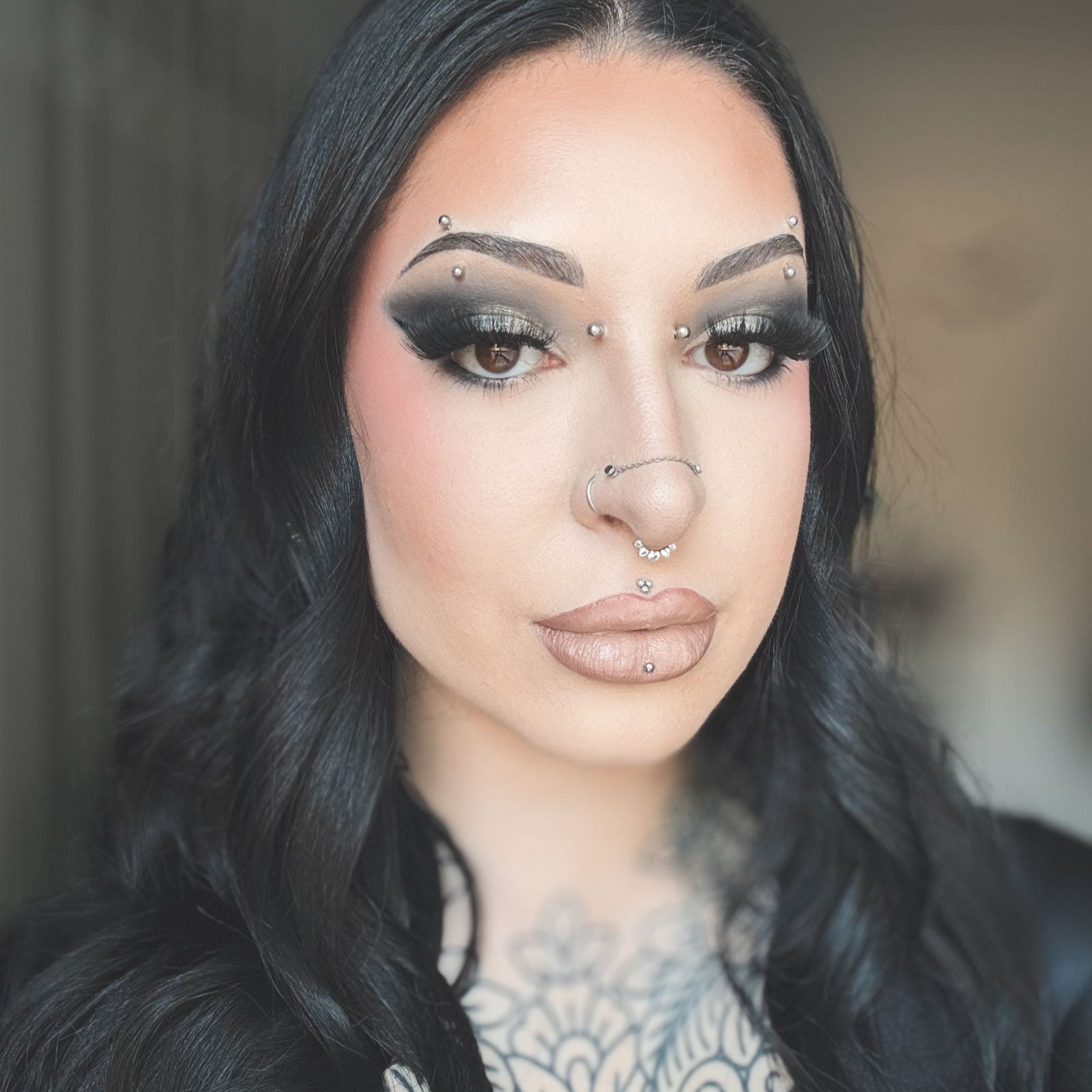 Heart Bejewelled Titanium Septum Clicker Ring Model Shot