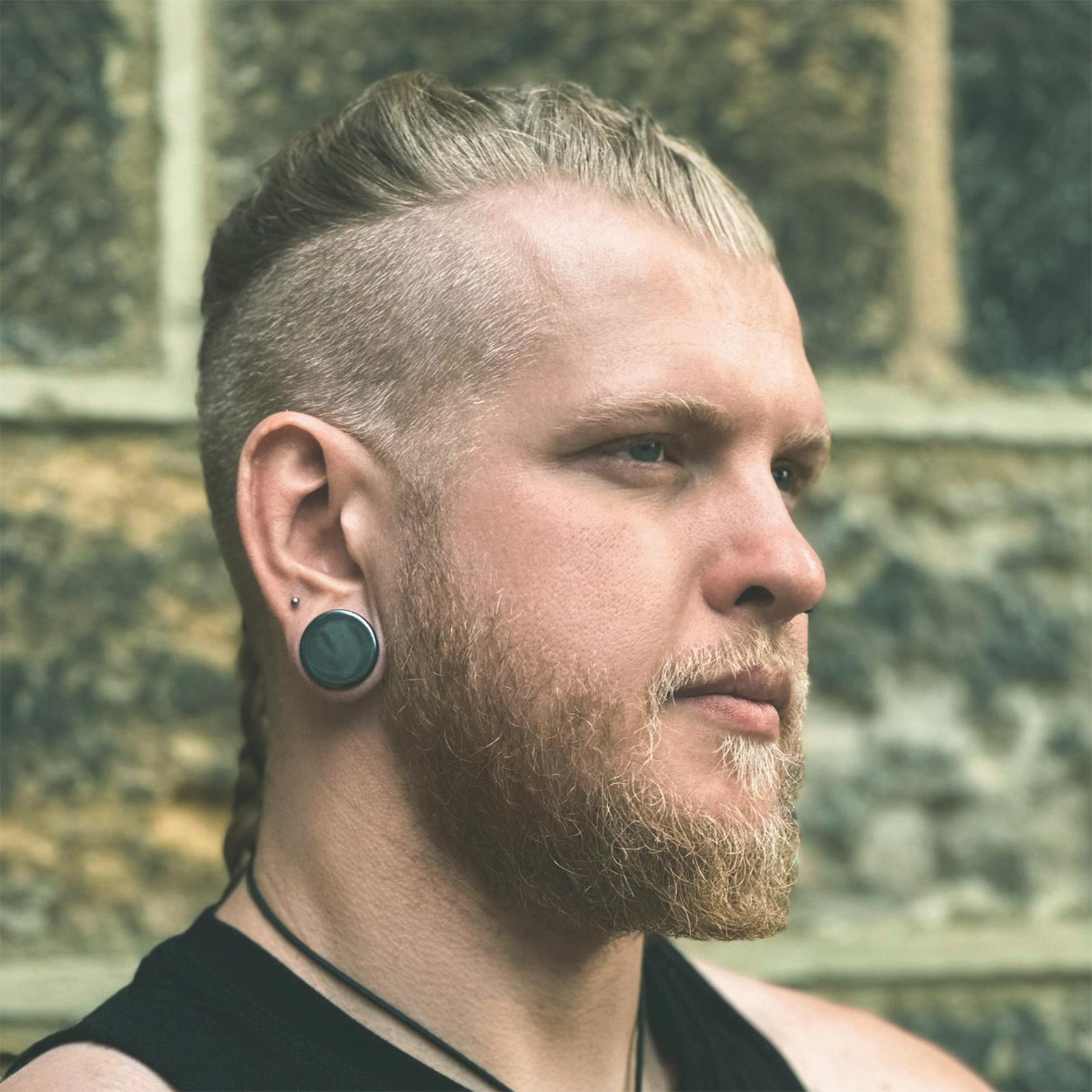 Hematite Double Flare Stone Plug Model Shot